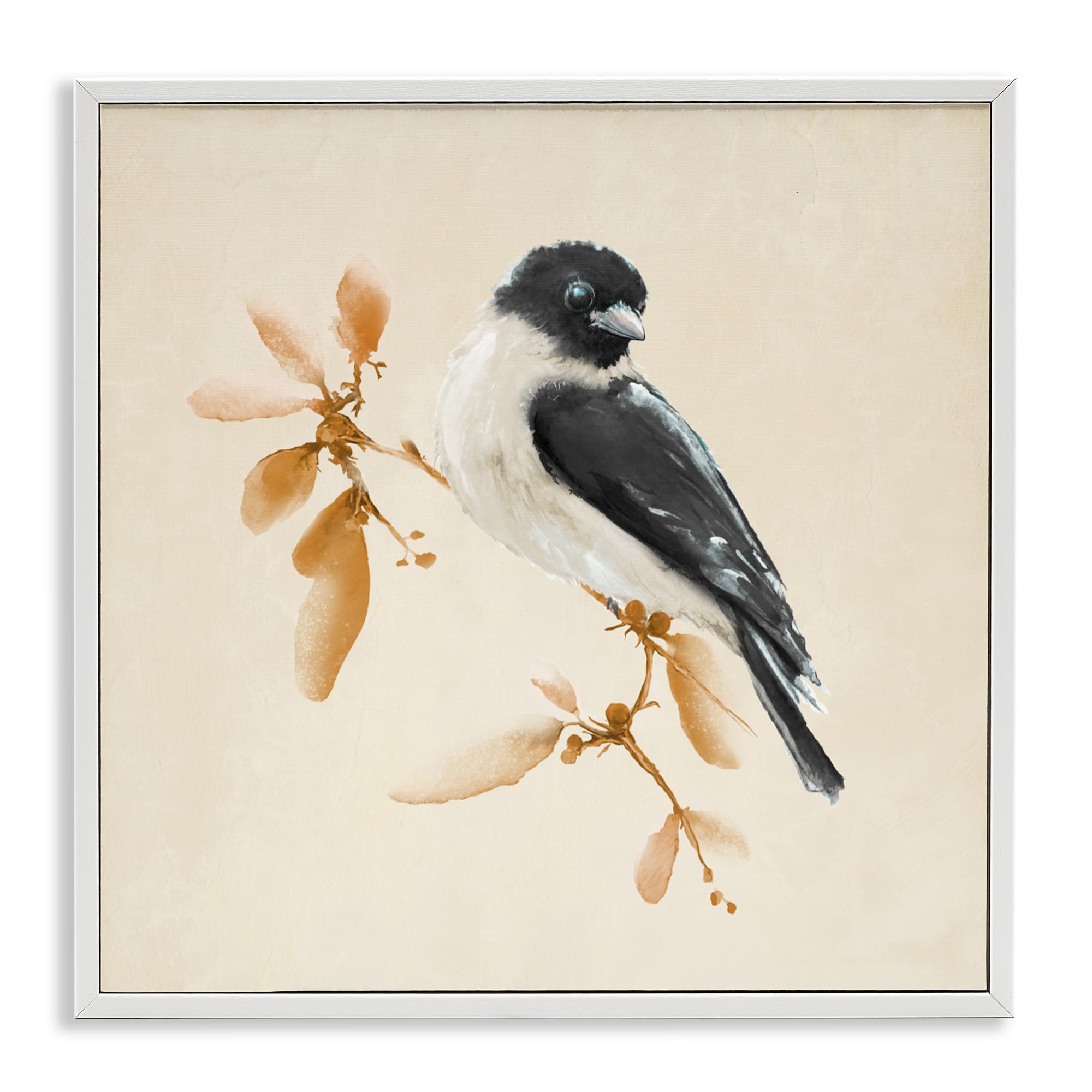 Stupell Industries 'Subtle Watercolor Chickadee', Framed Giclee Art, White, 12 x 12 Inches, Easy to Hang and Sturdy, Made in USA, by Diannart