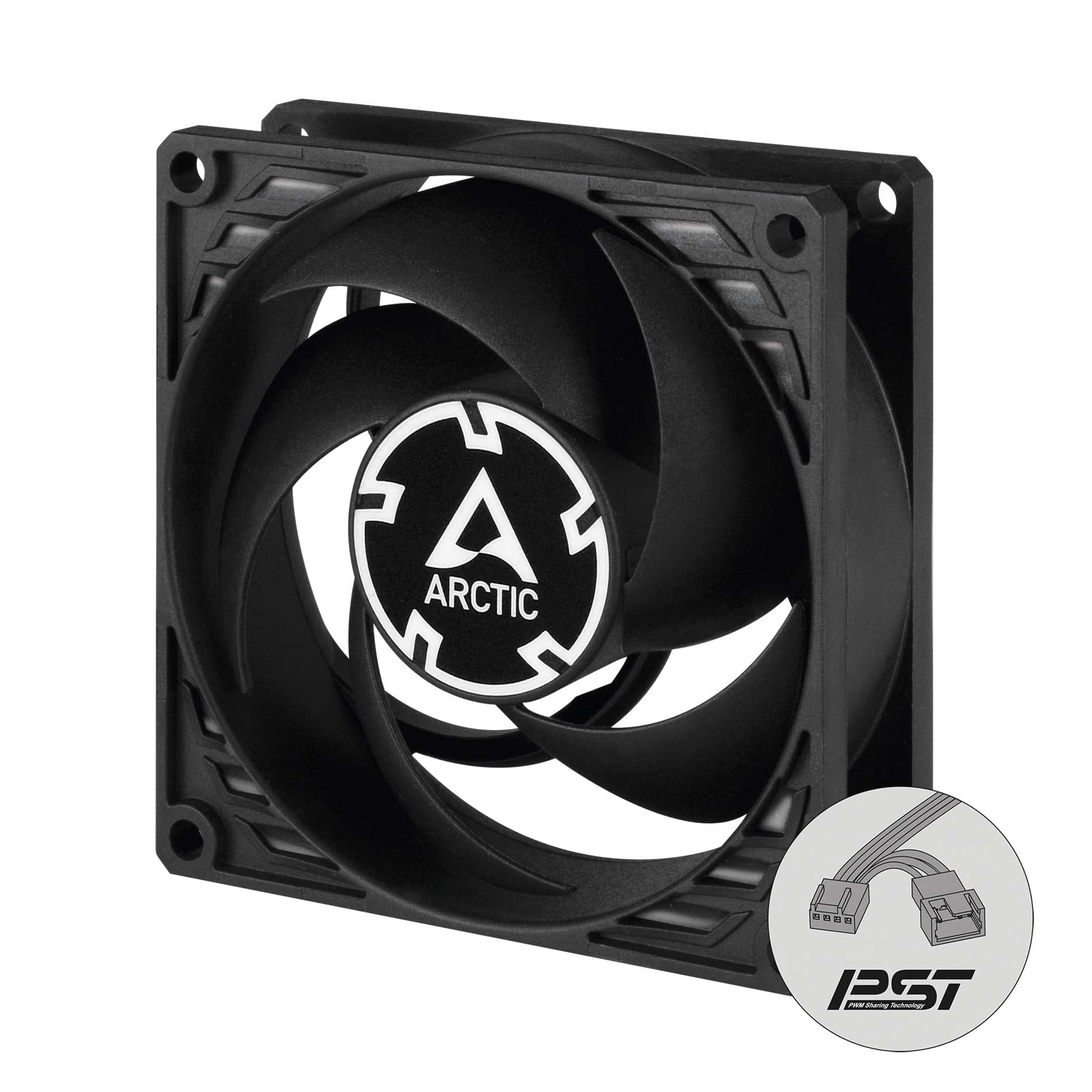 ARCTIC P8 PWM PST CO - PC Fan 80mm, Fan 80mm, CPU Case Fan with PWM Sharing Technology (PST), Continuous Operation, Computer, 200-3000 RPM - Black