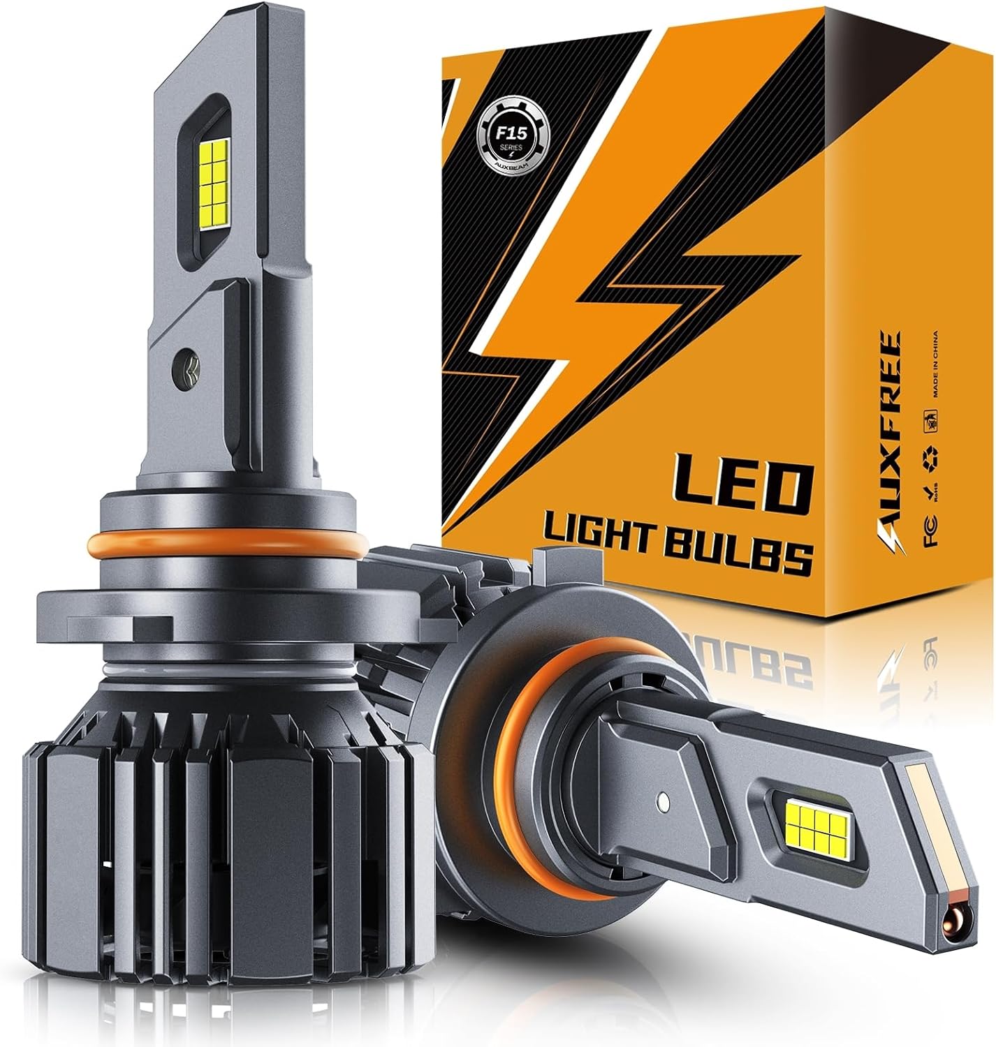 Auxbeam F15 Series 9005/HB3 LED Headlight Bulbs, 20000LM 600% Brighter 9005 LED Bulbs, 6500K Cool White Bulbs with 6-Layer Cooling System, 20% Smaller Size, Plug and Play, Built-in Canbus Ready