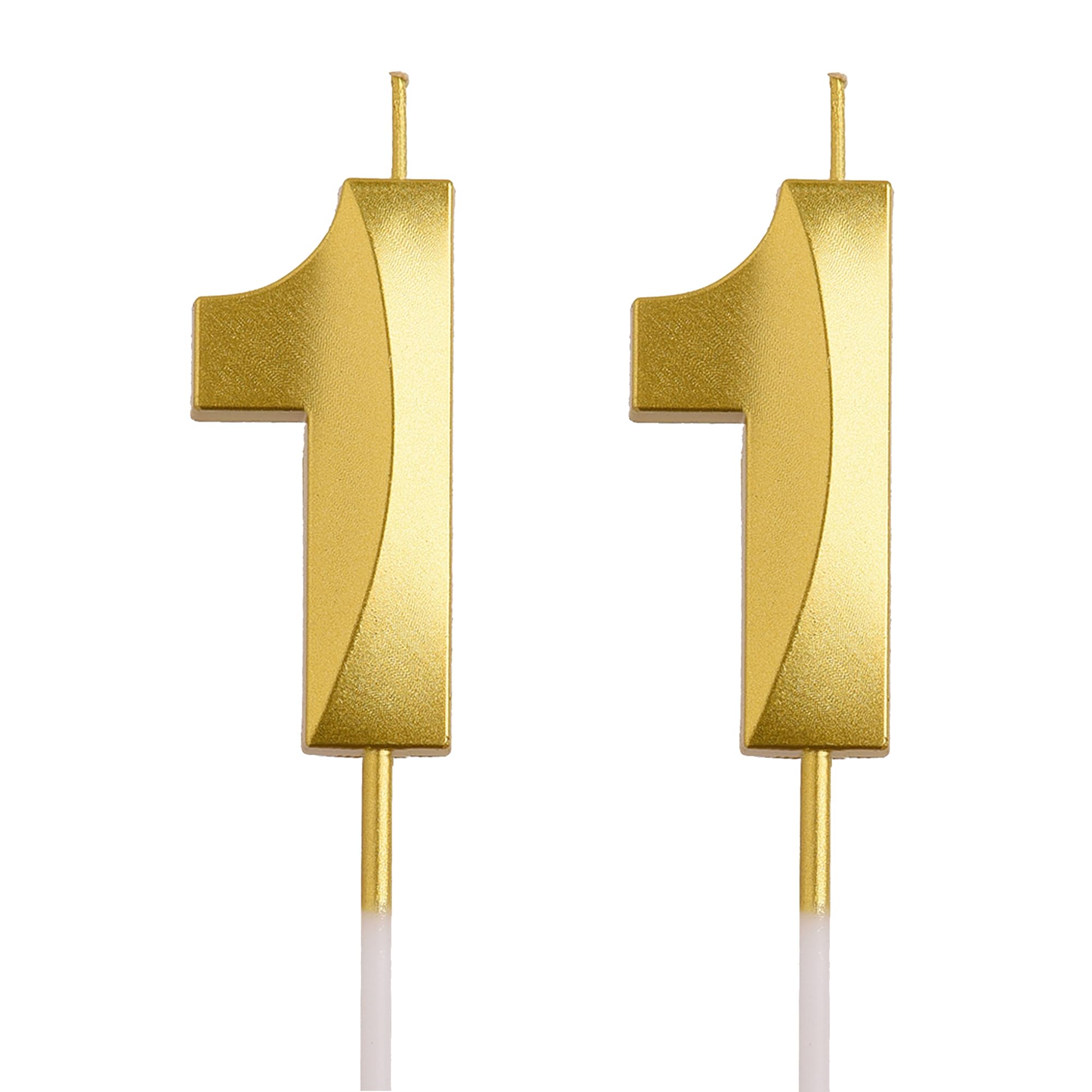 Velas de cumpleaños número 11, color dorado 3D con el número 11, decoración de pastel para adolescentes, niños y niñas