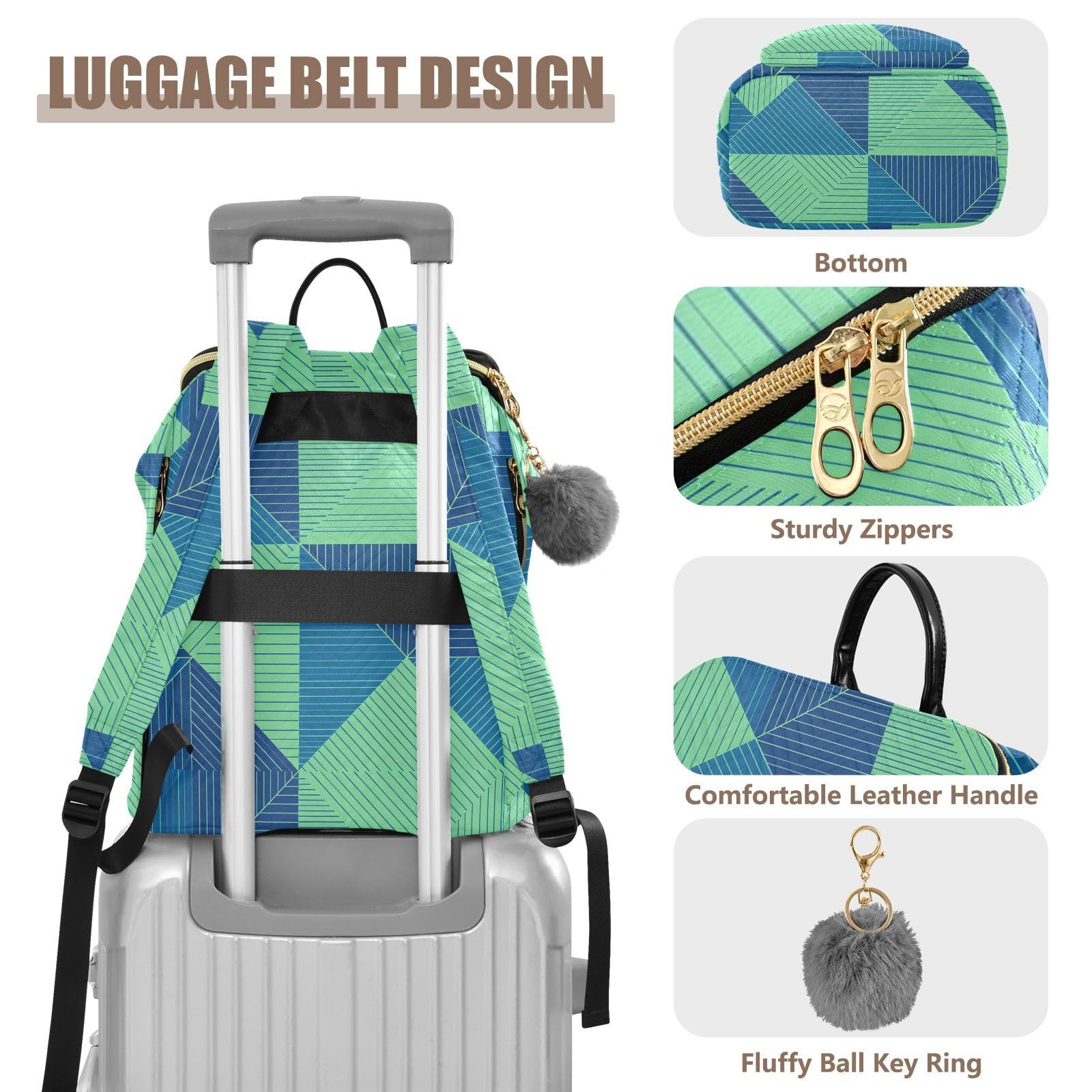 Zaino da donna, 15 l, alla moda, morbido, leggero, adatto a tutti gli abbinamenti | Robusto tessuto trapuntato convertibile silhouette multi tasche con cerniera per donne viaggi shopping sport