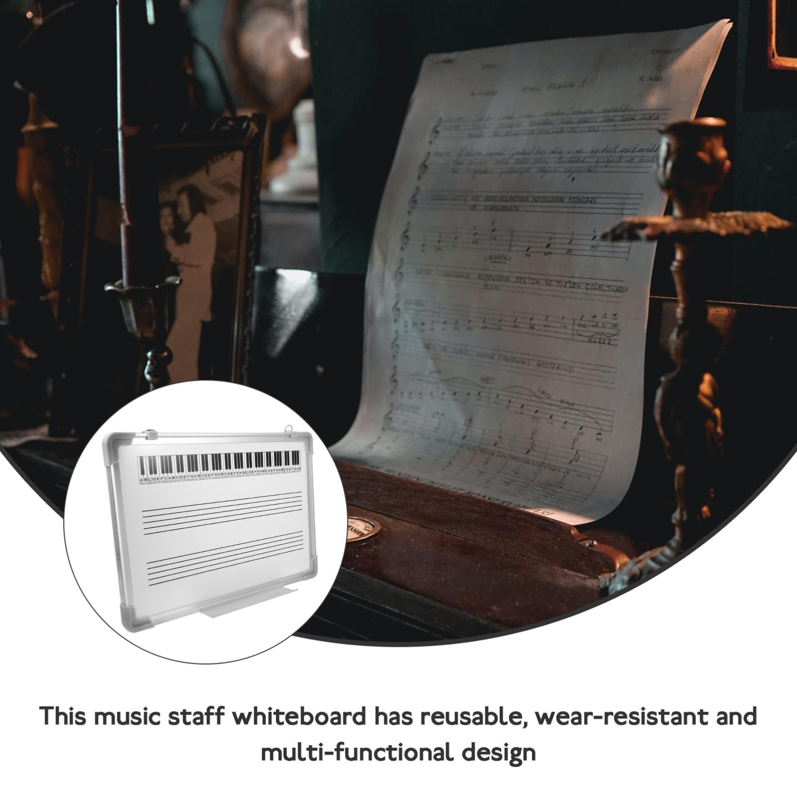 HOMSFOU Lavagna Musicale Cancellabile a Secco 17.32X12.01In Lavagnetta Bianca Con Pentagramma Per Istruzione Musicale Casa Studio Scuola Strumenti Educativi