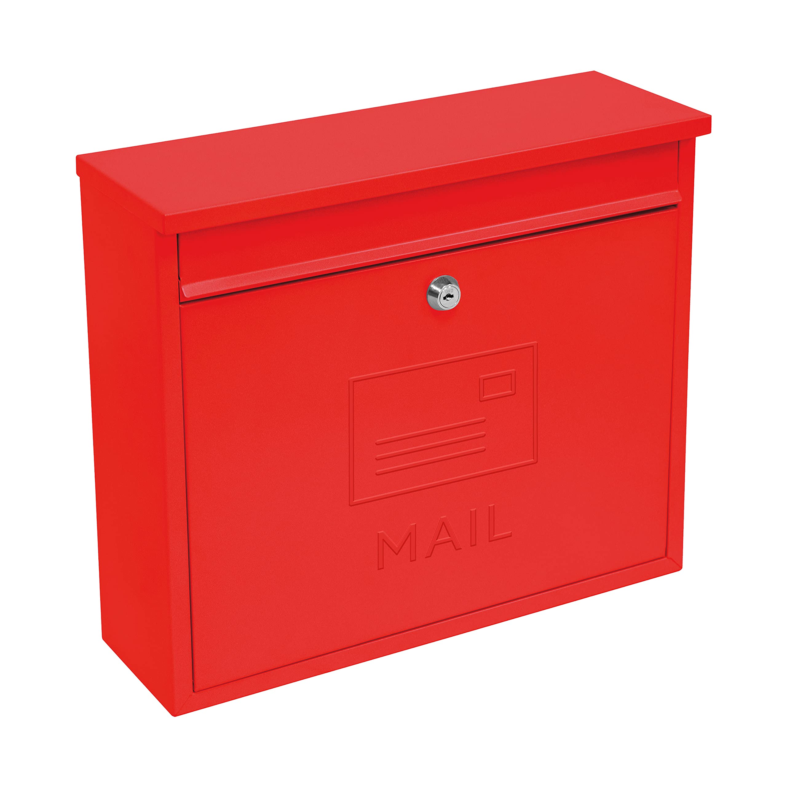 GardenKraft Red Galvanised Steel Wall Post Box