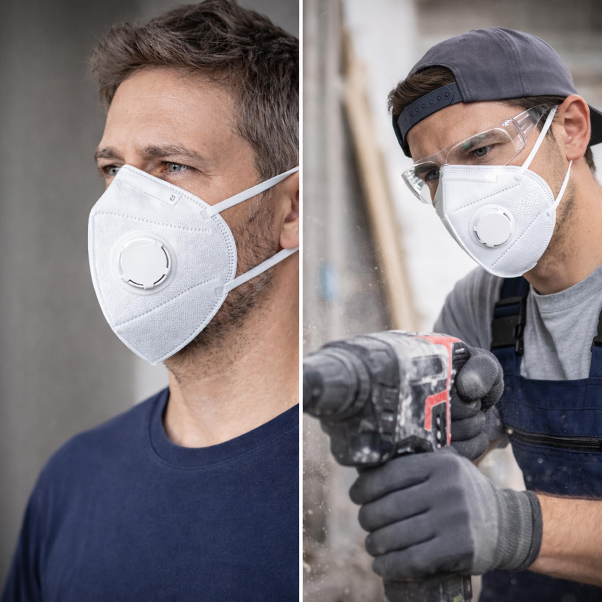 Mascherina FFP3 con valvola || Alta protezione respiratoria con elevata filtrazione || Confortevole ed ergonomica || Ideale per cantieri e industrie
