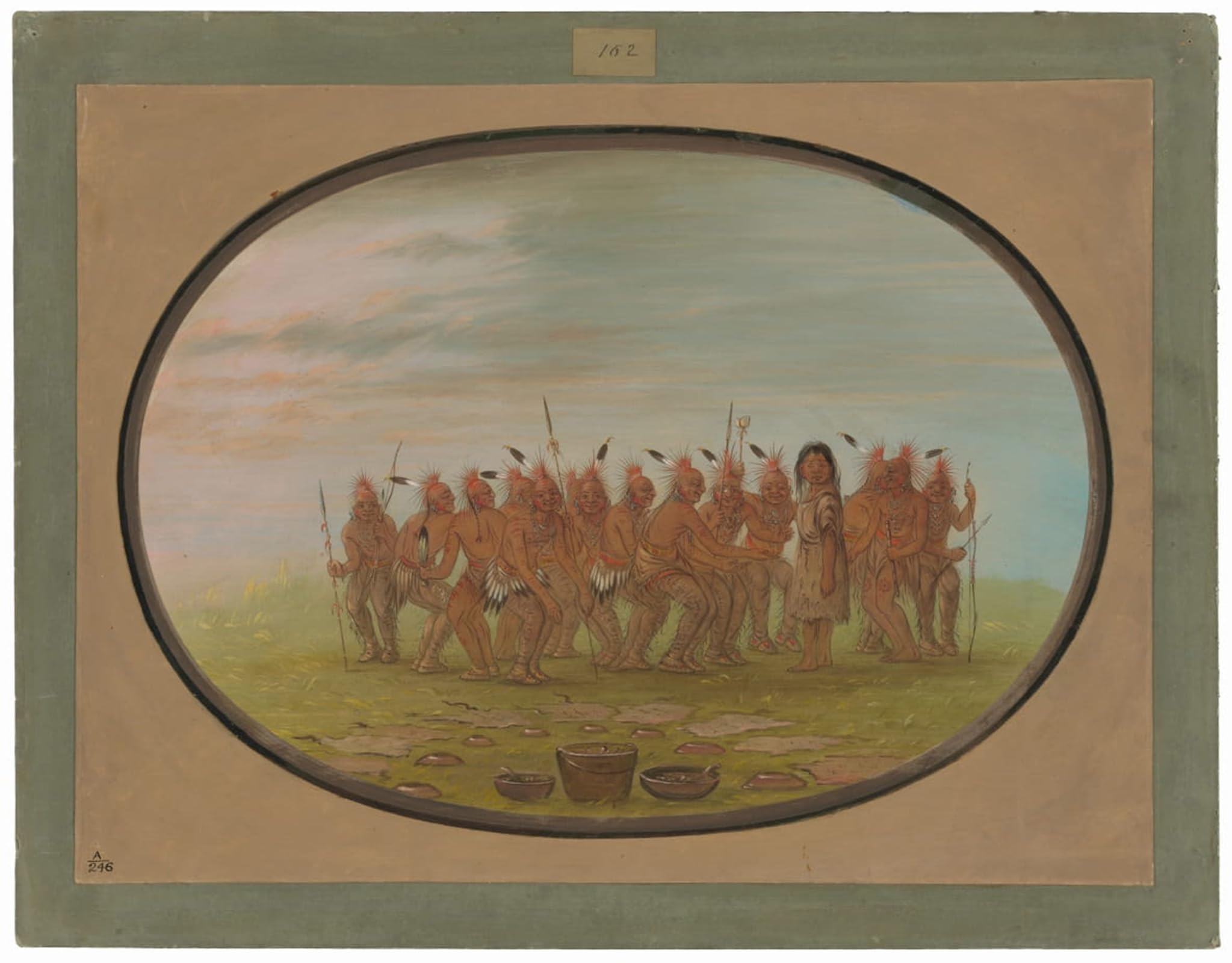SERENDIPITP Vintage Wall Art Canvas Nordic Poster Canvas Print Picture Dance to the Berdache Saukie by George Catlin Wall Art Poster for Home Decor 60x90cm