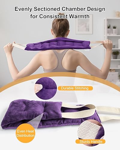 Miniatura 3 de COMOIL Almohadilla térmica para microondas para cuello y hombros con asas, envoltura térmica para el cuello, calentador reutilizable, paquetes