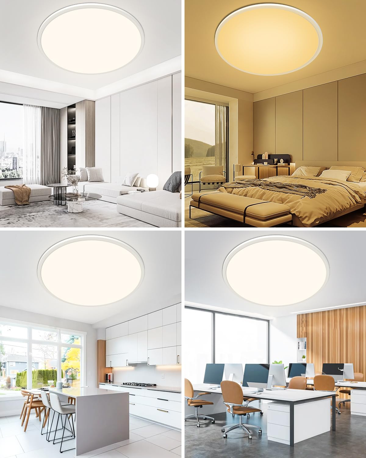 Bowfar 59CM Plafoniera LED Soffitto, Plafoniera Rotonda 56W 3000-6500K Ultra Sottile 2.5CM, Lampada da Soffitto con Telecomando Dimmerabile per Soggiorno Camera da Letto Cameretta Cucina, Bianco
