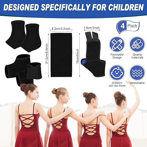 Miniatura 2 de Tarpop Juego de 2 pares de tobilleras para niños, soporte estabilizador de pie, protector de manga de tobillo de punto, soporte de tobillo para