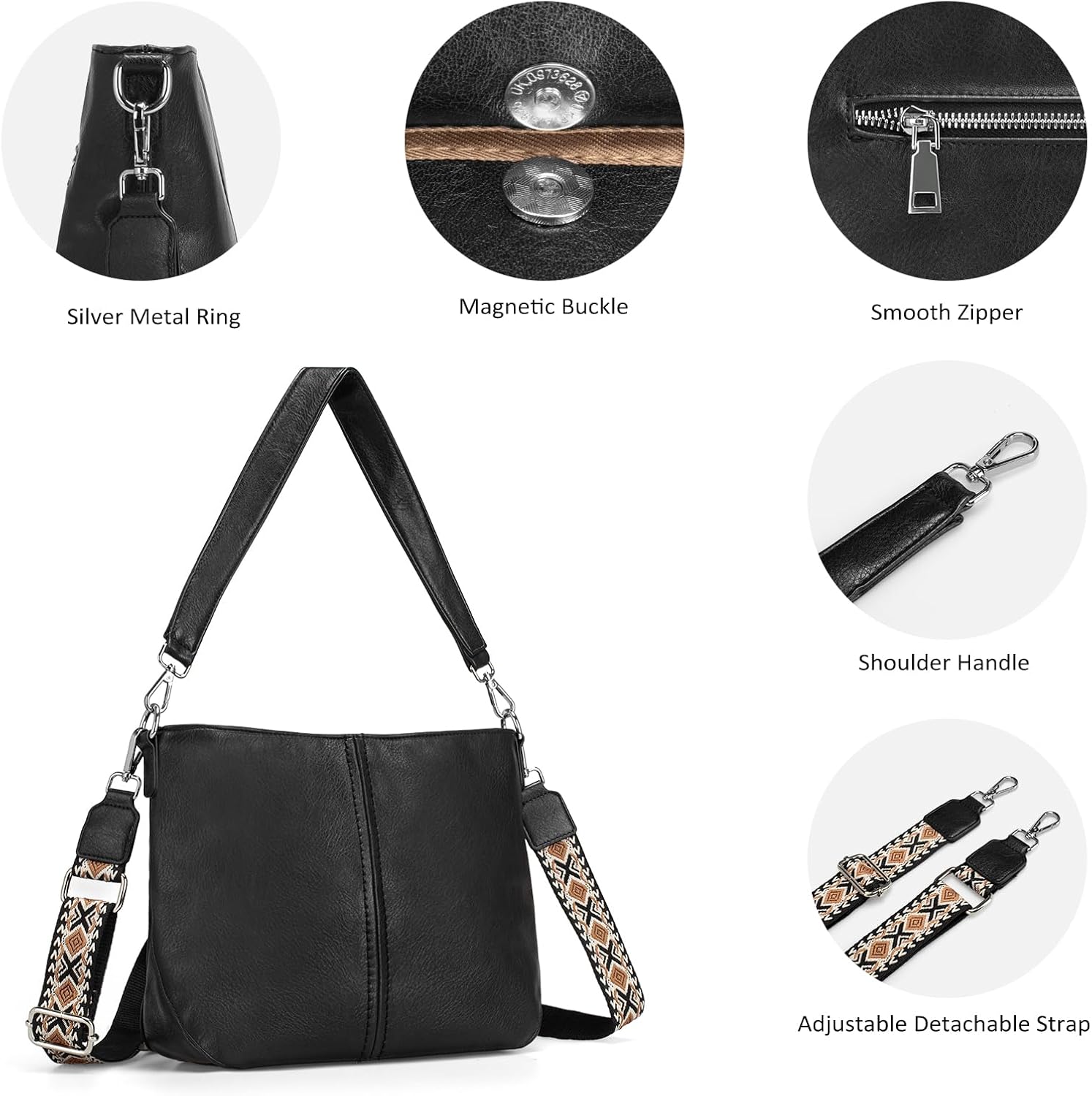 VONAL Hobo Crossbody Bags for Women, Vegan Leather Purses Shoulder Handbags for women PU leather Tote Bags Everyday Purse - Image 5