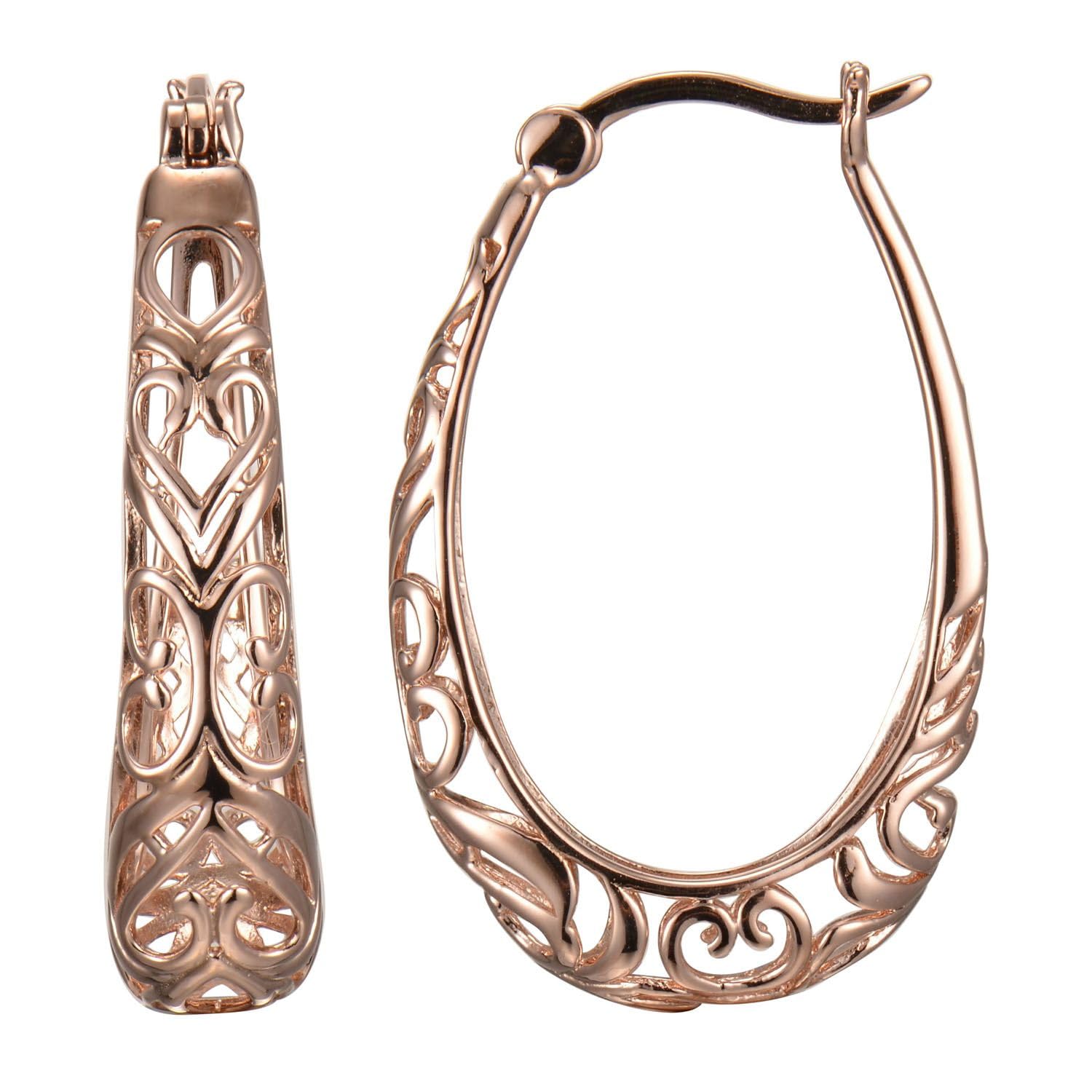 Amazon EssentialsSterling Silver Filigree Oval Hoop Earrings