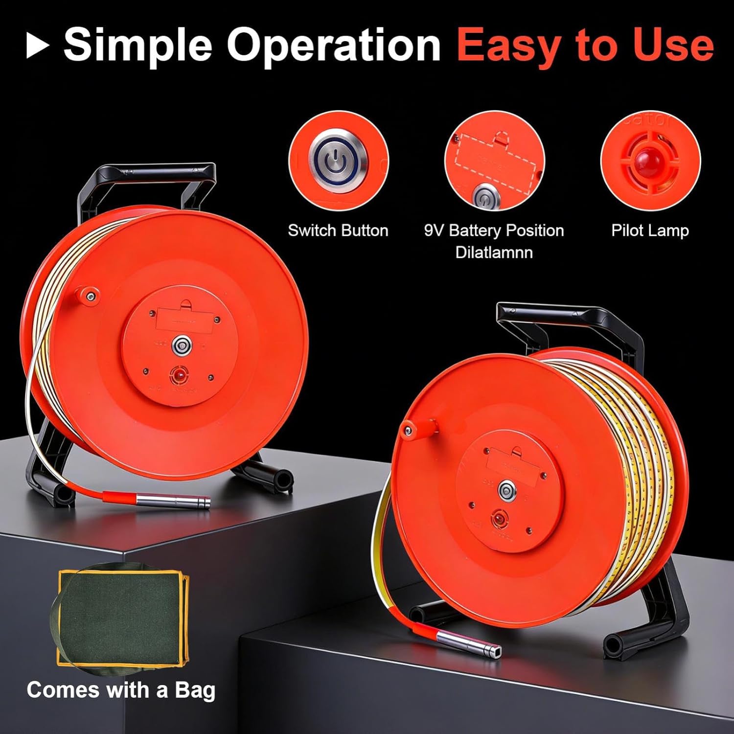 98ft/30m Well Water Depth Gauge, Water Levels Meter with Stainless Steel Probe, Well Waters Level Indicator Waters Levels Measurement with Stainless Steel Probe