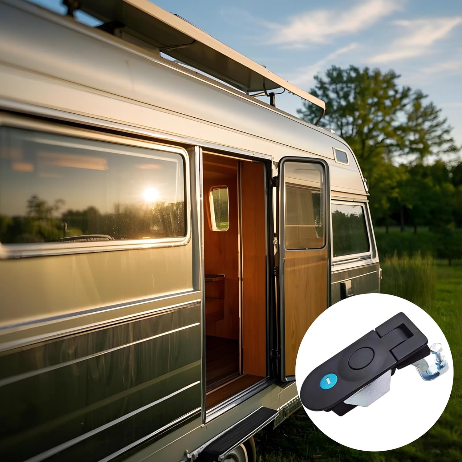Generic Ms609 Compression Latch, Black Zinc Alloy Push Button Lock, 2 Pack for Rv Compartment Doors, Adjustable Bolts and Keys Included