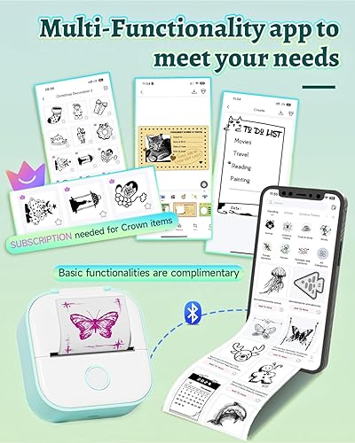 Vista 37 de Memoqueen T02 - Miniimpresora térmica de bolsillo, impresora térmica de bolsillo, de fotos, inalámbrica, con Bluetooth, para diario, notas, fotos