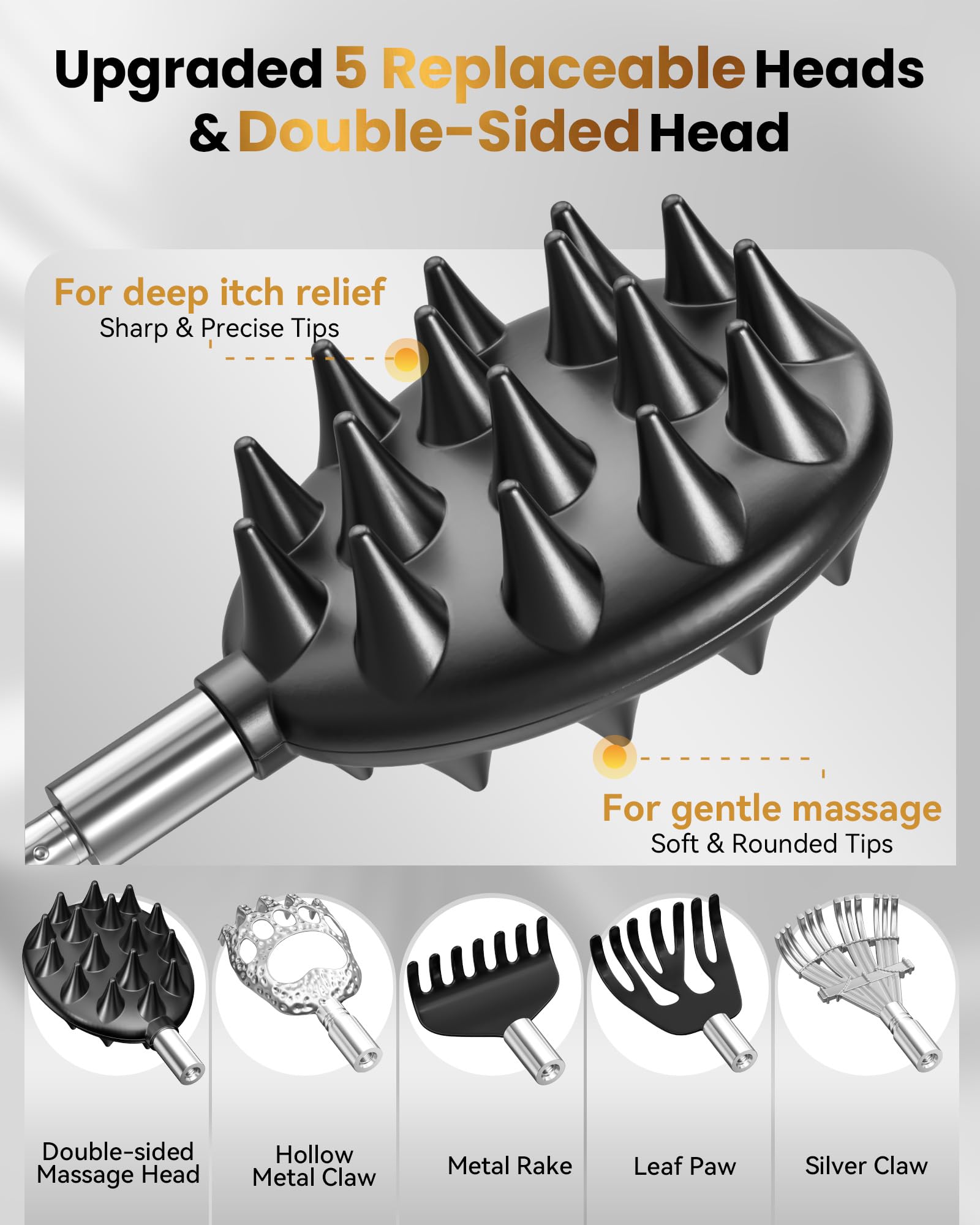 Telescoping Back Scratcher with 5 Detachable Heads, Valentines Day & Birthday Gifts for Men Women, Husband, Funny White Elephant Gifts for Adults with Gift Box