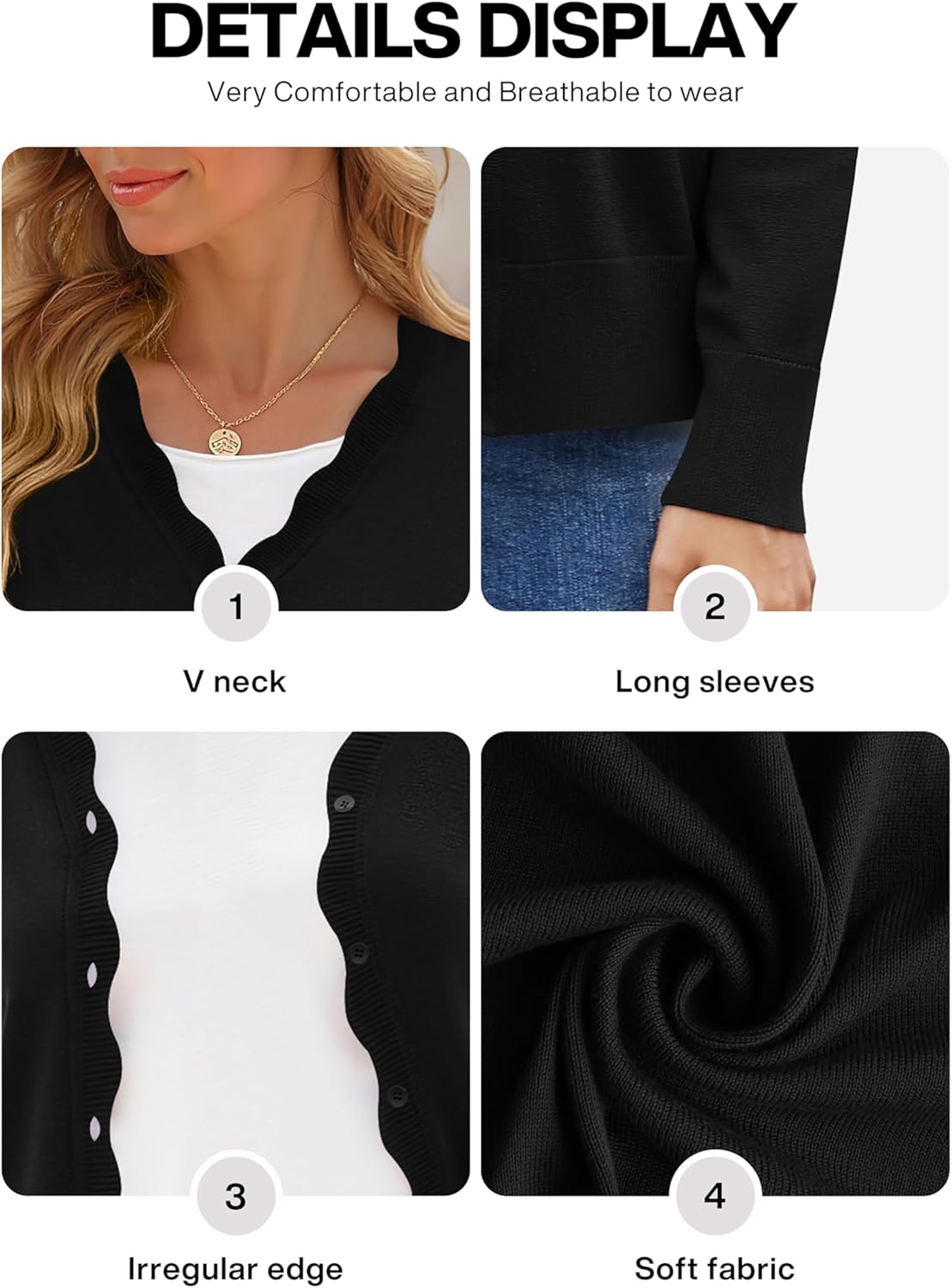 VIISHOW Long Sleeve Cardigan Sweaters for Women Trendy Lightweight Cardigans V Neck Button Up Knit Casual Shrugs - Image 5