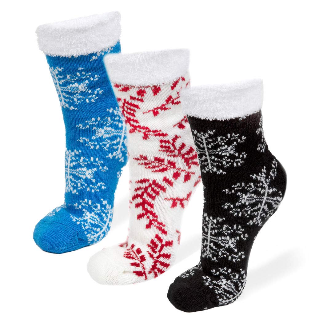 American Mammoth 3 Pairs Cozy Cabin Socks for Women - Aloe Infused Fuzzy Fluffy Comfortable Socks