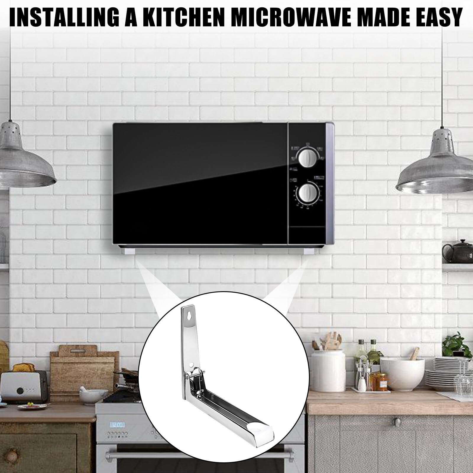 2 supporti per microonde in acciaio inox, universali, con braccia allungabili, pieghevoli, per forno a microonde, per la maggior parte dei forni a microonde