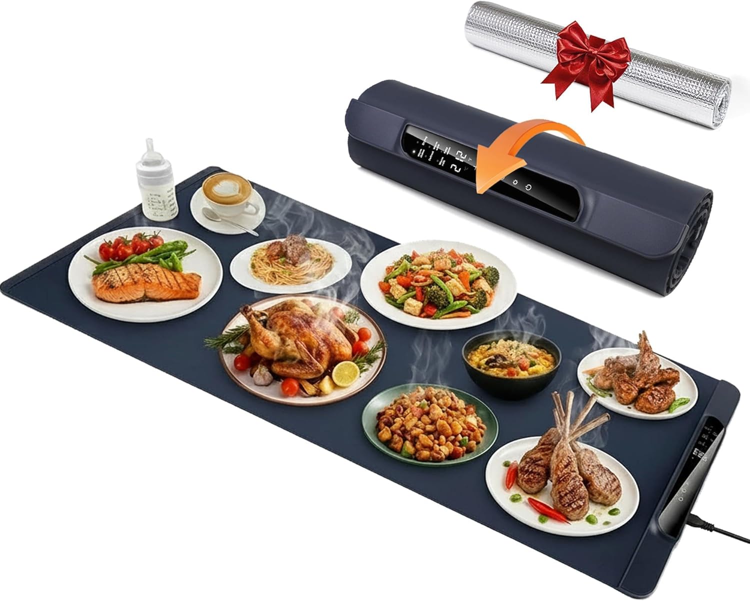 2026 Upgraded XXL Extra Large Warming Mat for Food with Heat Resistant Pad, 36”x15” Electric Food Warmer for Parties Buffet with 6 Preset Modes, Dual Temprature Display, Child Lock & Auto Shut-Off