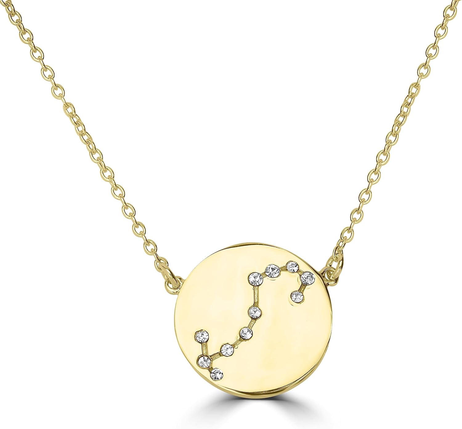 Womens Zodiac Sterling Silver and Gold Plated Crystal Pendant Necklace With 16 Inch Cable Chain Birthmonth Pendant - Jewelry Gift for her