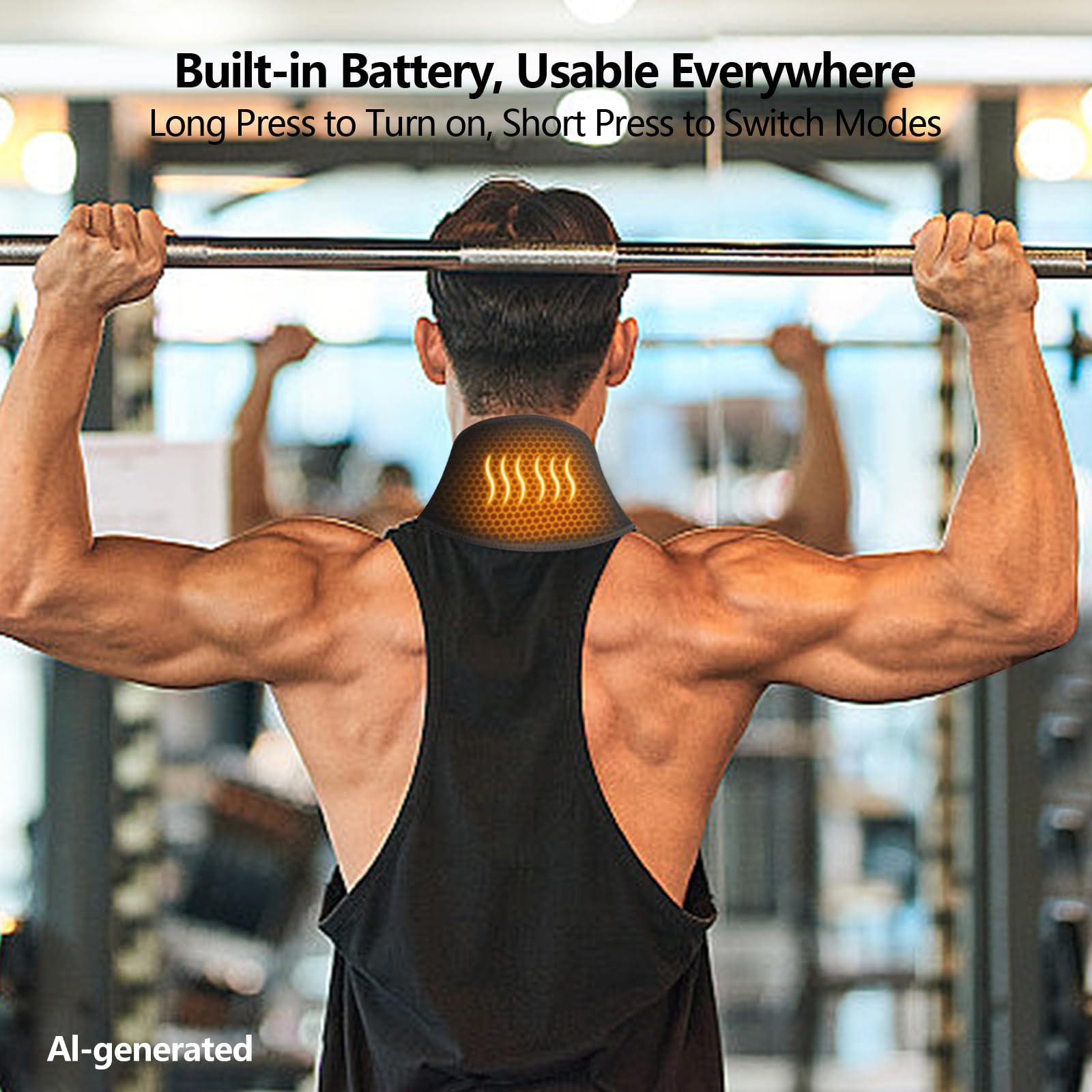 Almohadilla térmica inalámbrica para el cuello para aliviar el dolor, masajeador eléctrico USB con 3 ajustes de calor, alimentado por batería de 3000 mAh para una relajación muscular eficaz