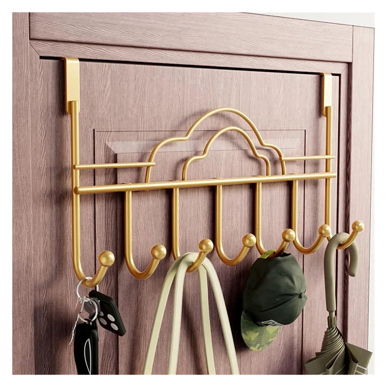 Ganchos Para Colgar Puerta Detrás de los ganchos de la puerta Almacenamiento del hogar Ganchos for colgar en la pared Sin abrigo perforador(Color1)
