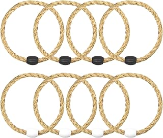 8 Pack Sisal Rope Ring Toss Game Replacement Parts for Adults and Kids, Outdoor Toss Rings for Agility Practice and Speed Game and Yard Games and Lawn Games for Party (Black and White)