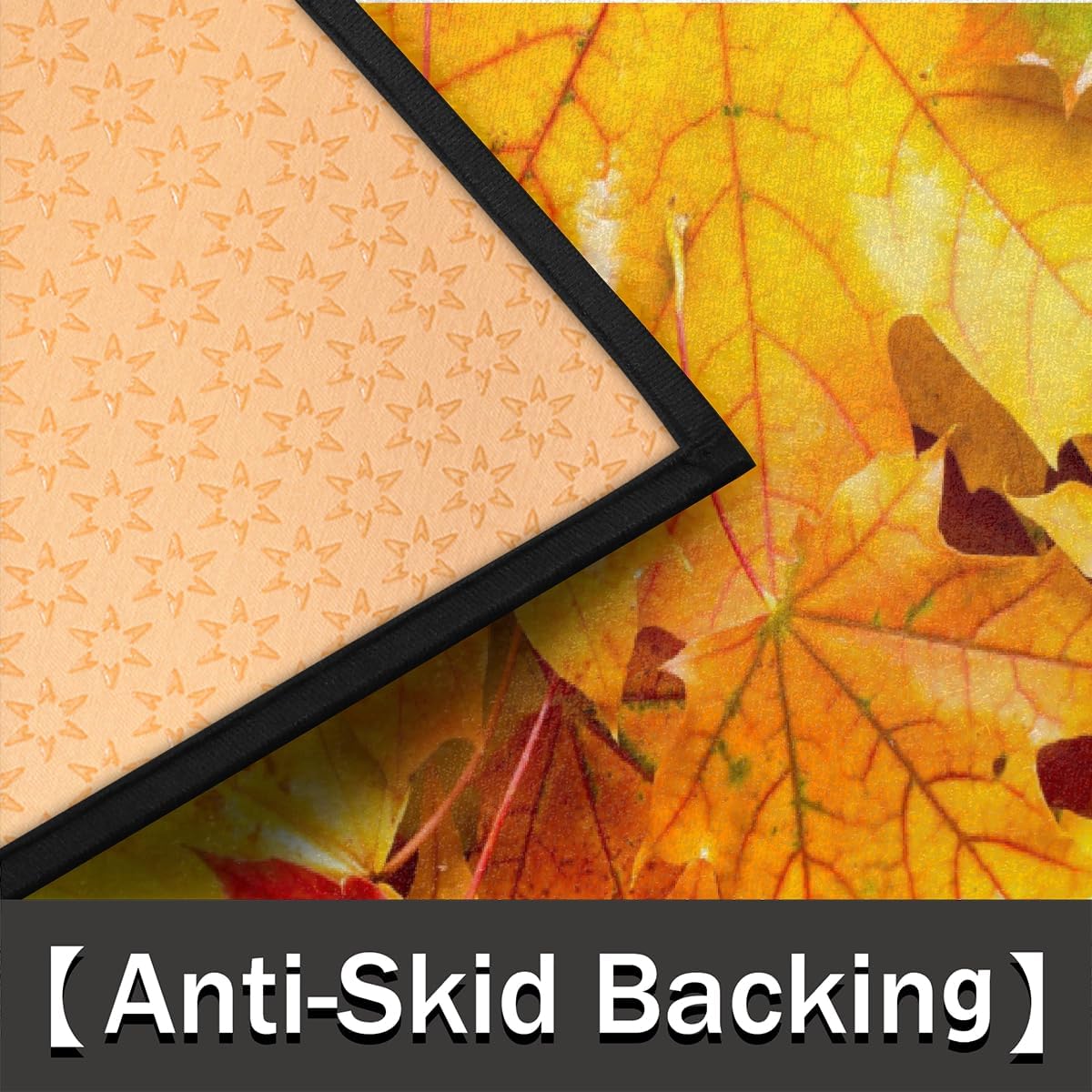 Half Round Door Mat Autumn Maple Leaf Fall Half Moon Rug Washable Half Circle Area Rugs Indoor Entrance Non Slip Semi Circle Bathroom Rugs Floor Carpet for Kithen Bedroom Fireplace Decor