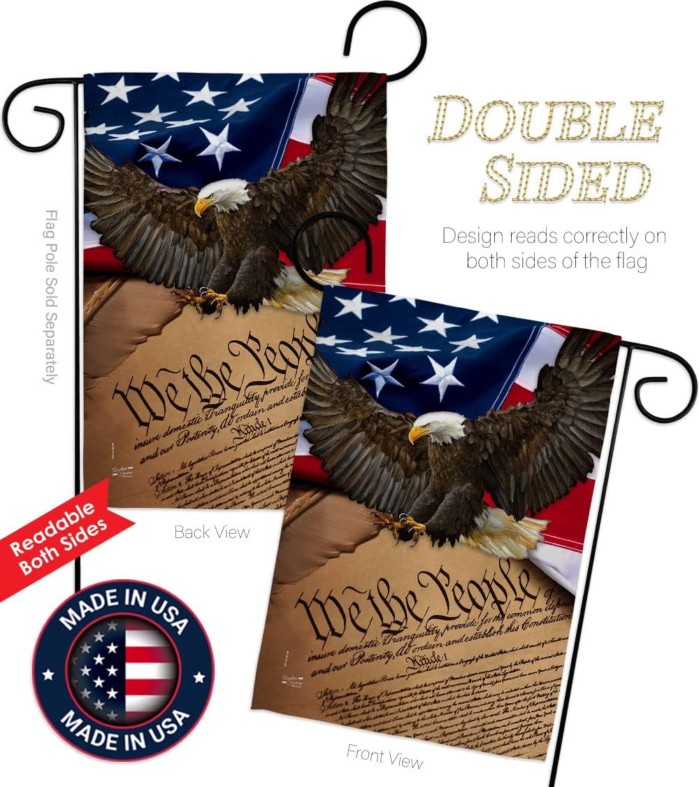 We the People Garden Flag - Set with Stand Armed Forces Service All Branches Support Honor United State American Military Veteran Official - House Banner Small Yard Gift Double-Sided 13 X 18.5