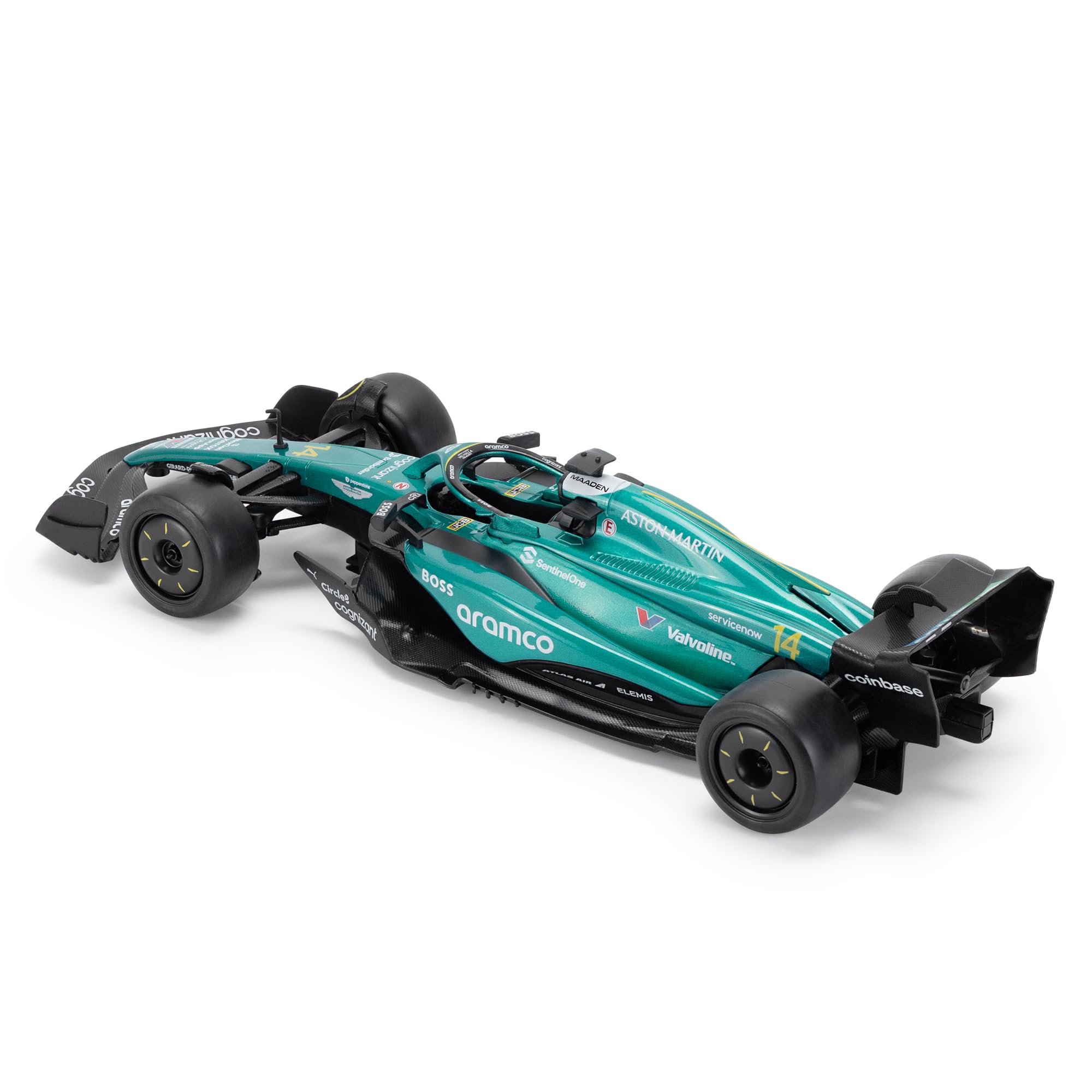 Aston Martin AMR24 F1 - Modelo de coche de fundición a escala 1:18 - Temporada 2024 | Fernando Alonso #14 Edición de coleccionista detallada | Producto con licencia oficial