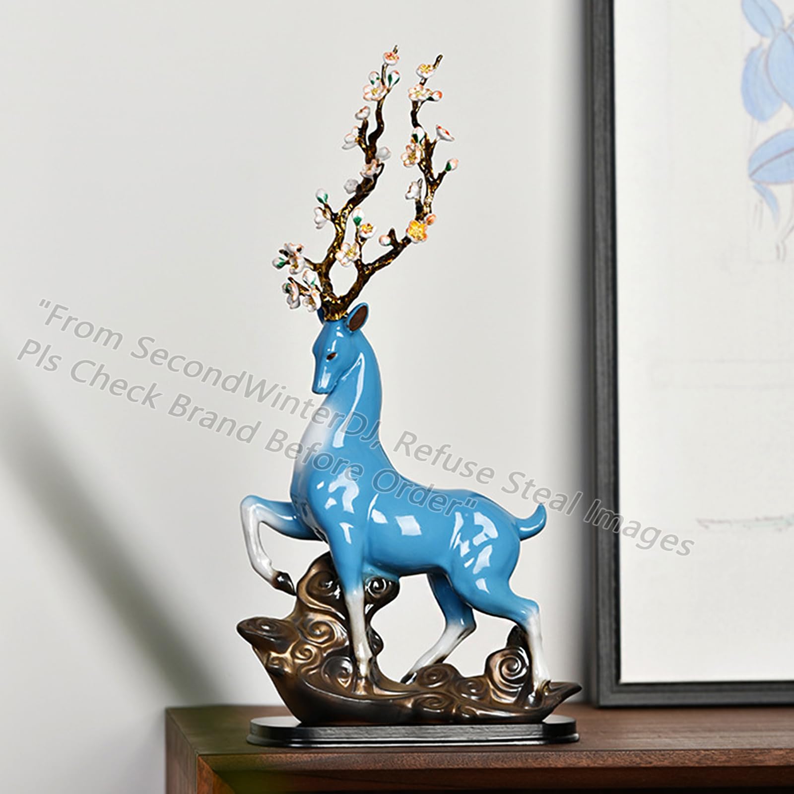 Amazon.co.jp: SecondWinterDJ 磁器 シカ鹿像 セラミックフィギュア