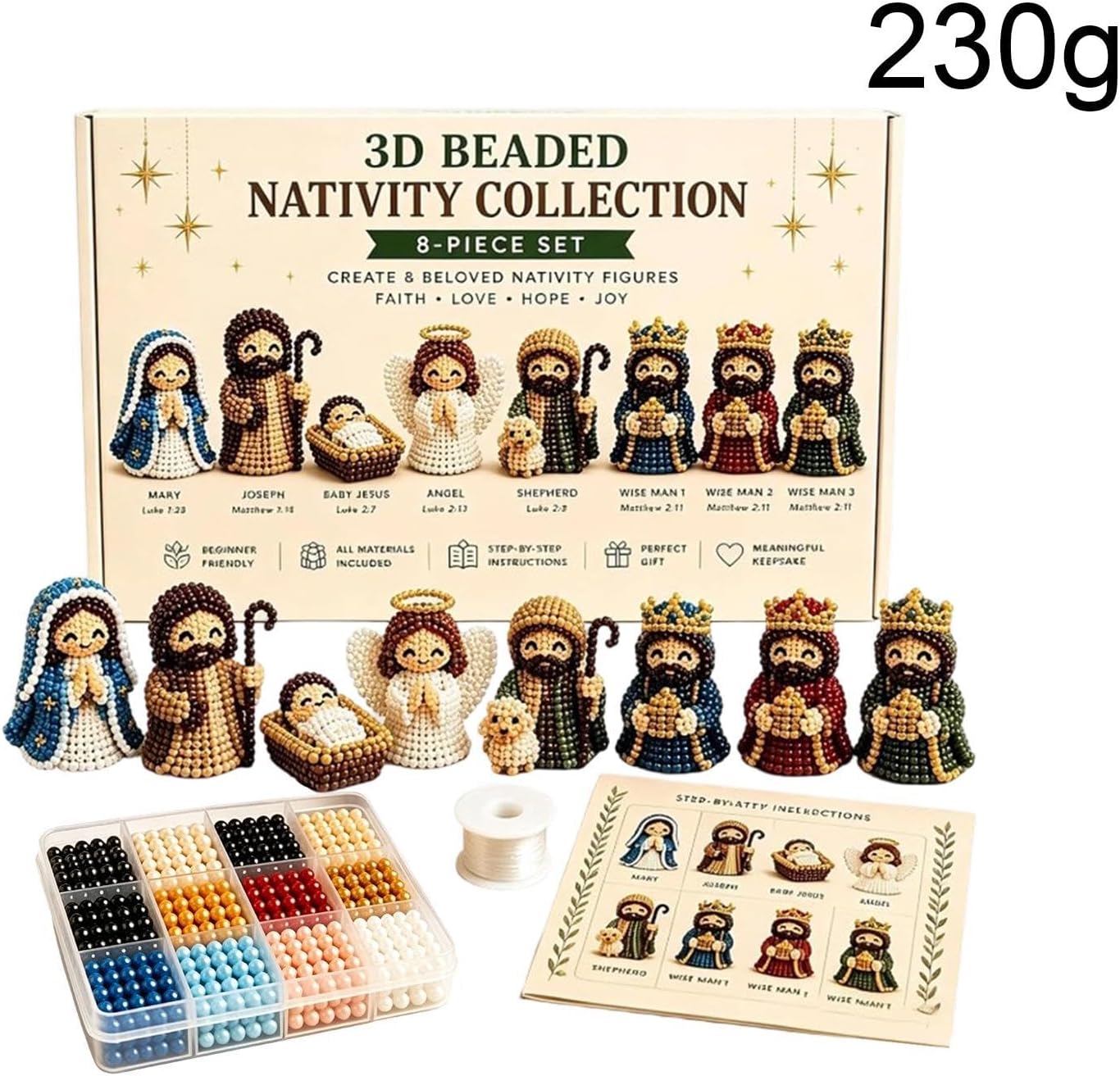Nativity Bead Craft Kit - 3D Beaded Craft Figurines Decor