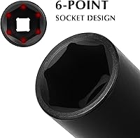 Vista 3 de EMENTOL Juego de 2 llaves de vaso de impacto profundo extra largas de 1/2 pulgada, 3/4 pulgadas y 15/16 pulgadas, CR-MO, SAE, 6 puntos de enchufe
