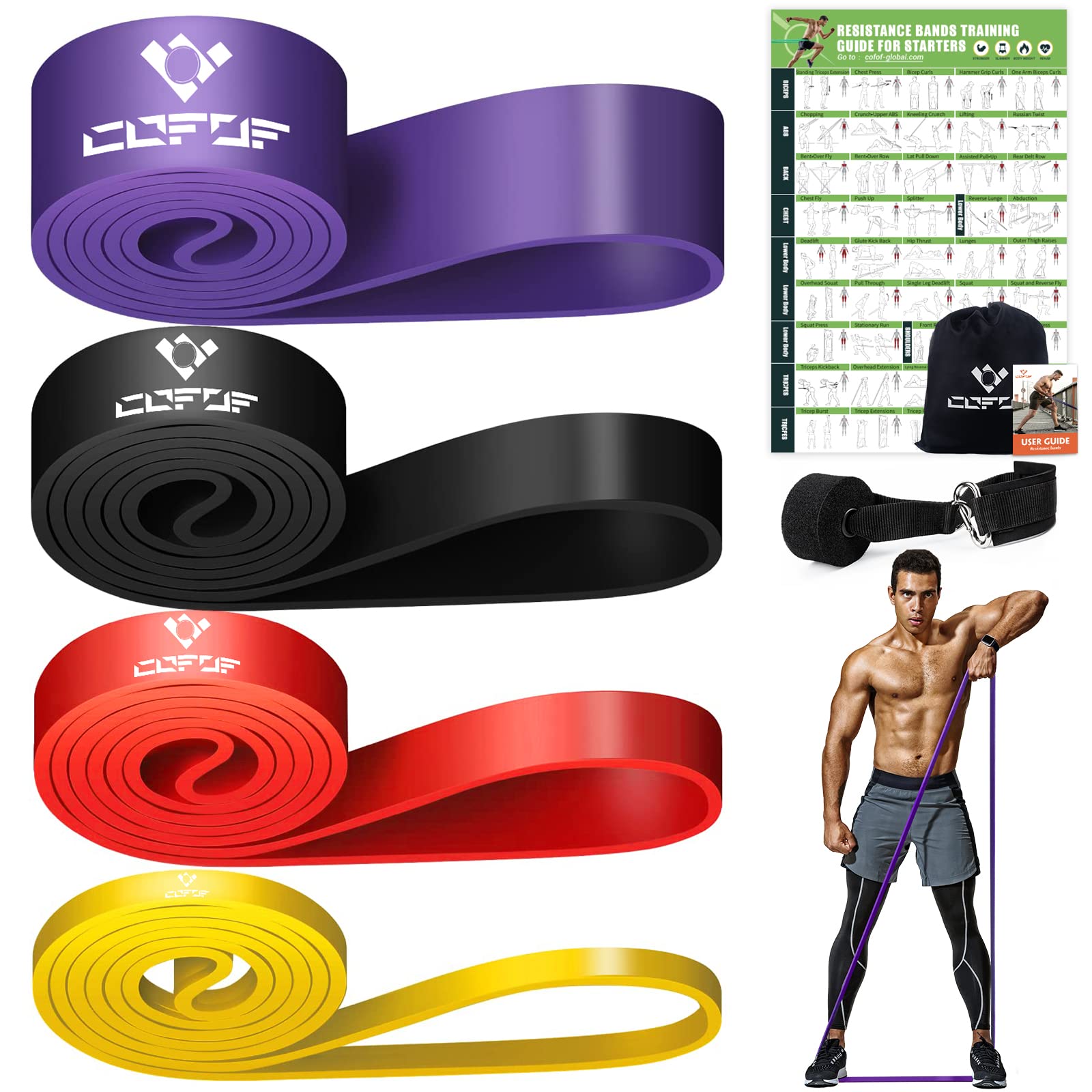 Resistance Bands, Widerstandsbänder, Fitnessbänder für Yoga, Pilates, Training, Physiotherapie, Krafttraining für Männer und Frauen