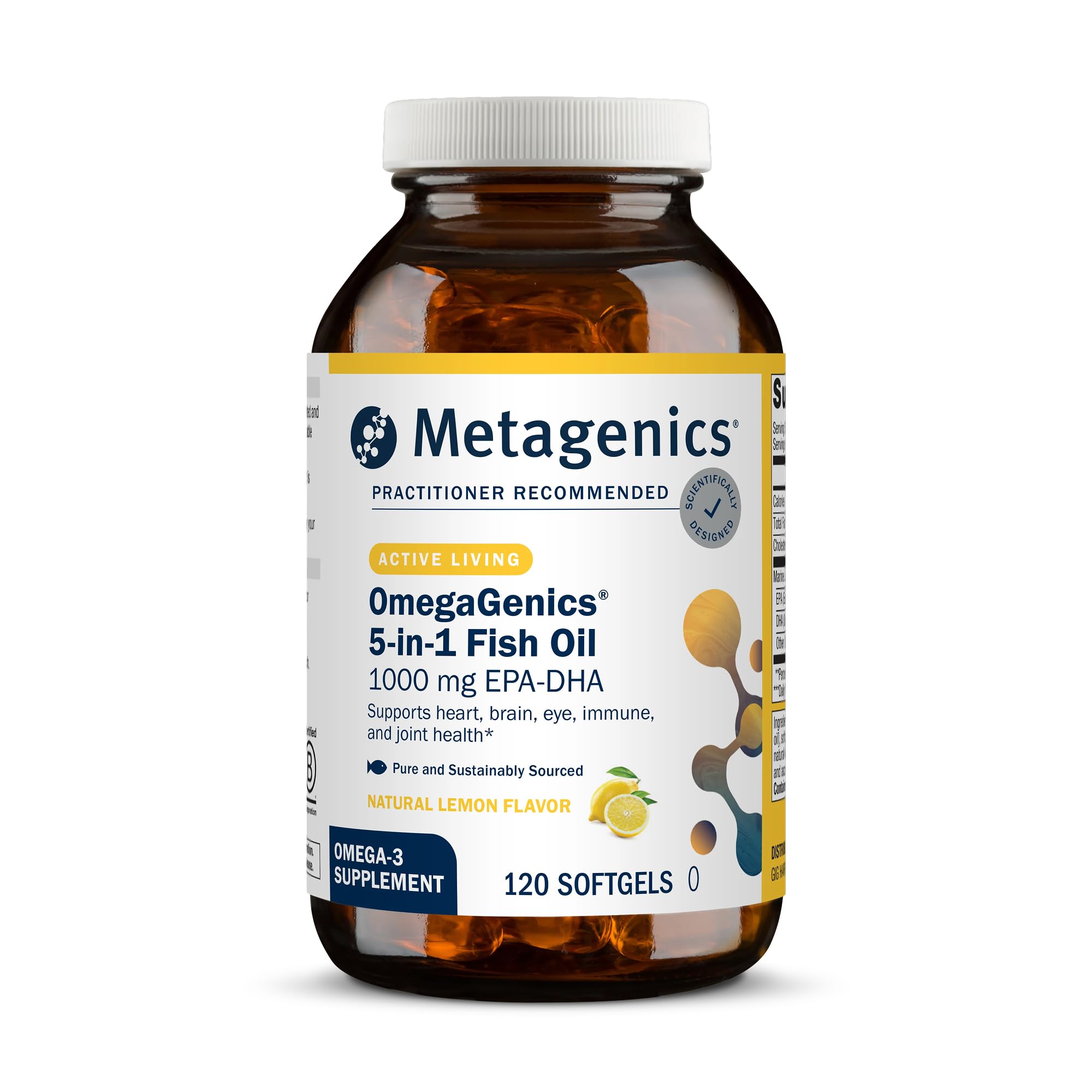 Metagenics OmegaGenics EPA-DHA 1000 mg - High Potency Omega-3 Fish Oil Supplement for Heart, Brain & Joint Health* - Sustainably Sourced - 120 Softgels