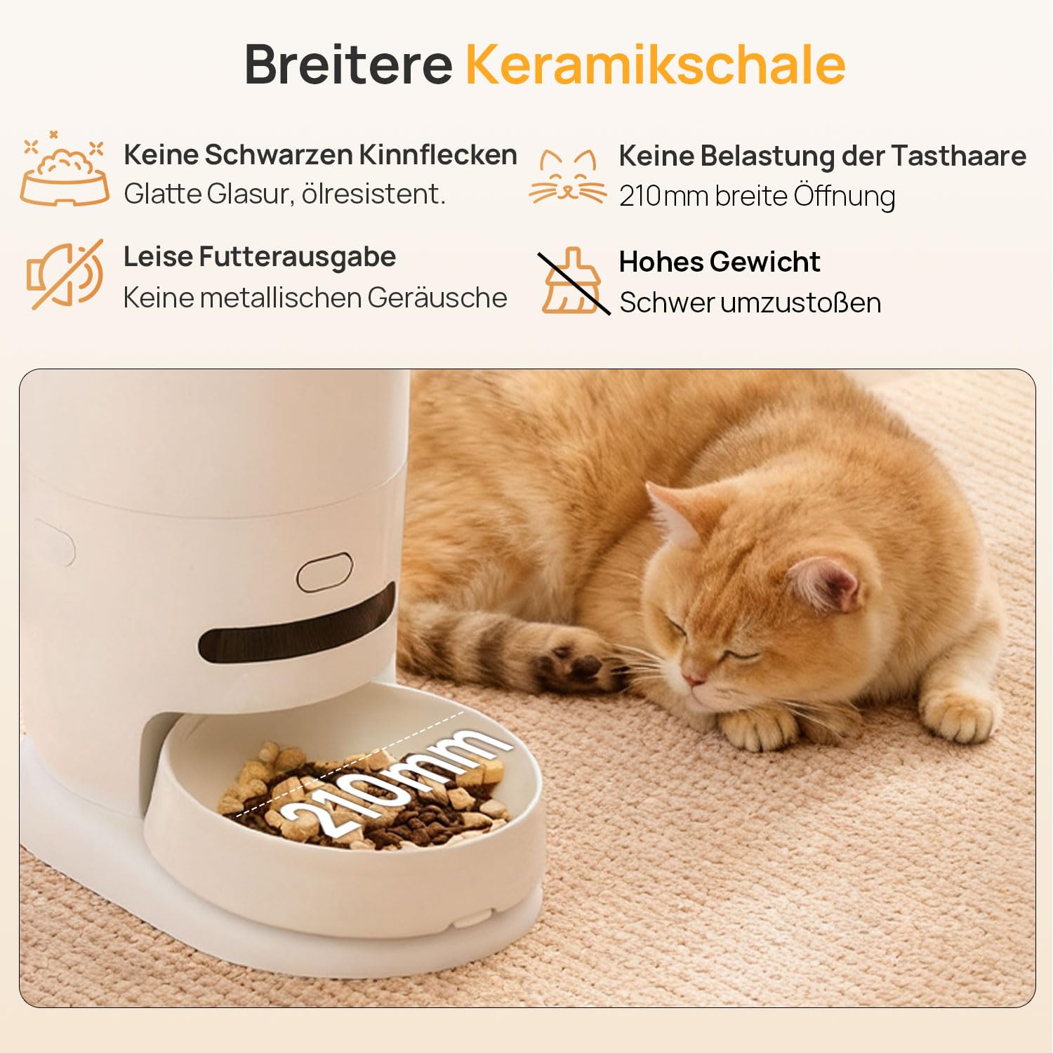 KI Futterautomat Katze 4.3L mit App,120 Tage Akku,ideal für Reisen | Katzenfutter Automat mit Wiegesystem,Futterstation Katzen Keramik,Automatic Cat Feeder,Trockenfutterspender für Katzen,Weiß