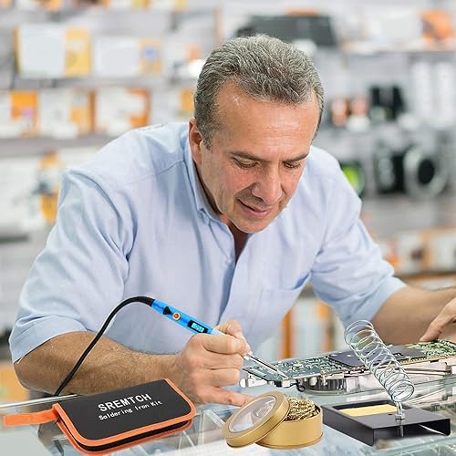 Miniatura 7 de Kit de soldador electrónico pistola de soldadura LCD digital de 80 W con interruptor de encendidoapagado ajustable control de temperatura y