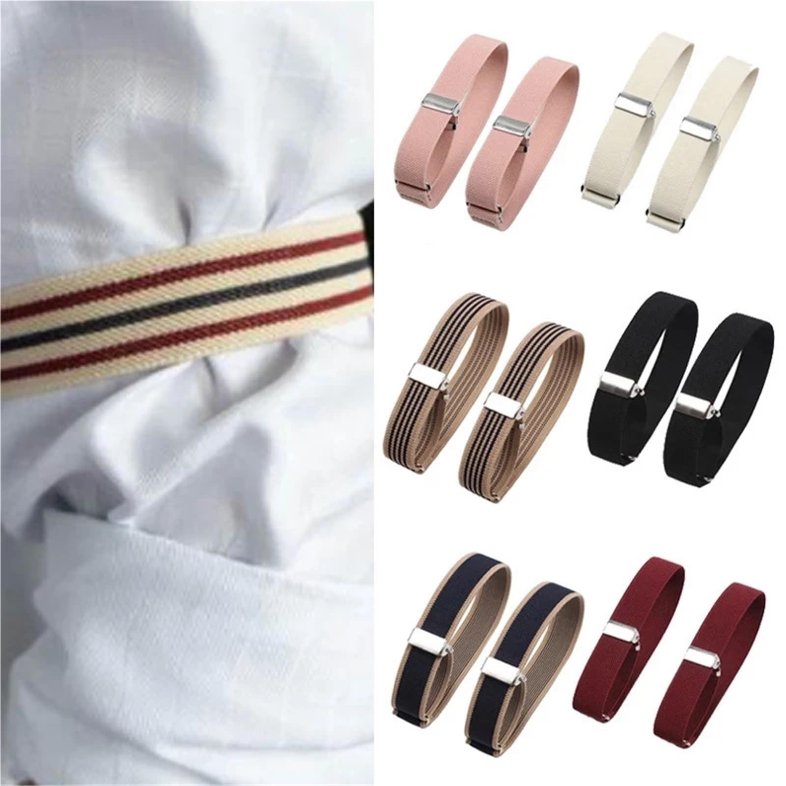 Elástico para coser Ligas de manga for mujeres y hombres, 20 piezas, brazalete elástico ajustable, mangas camisa, soporte for puños(Pink)