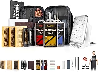OutdoorMaster Ski Snowboard Tuning and Waxing Kit with Waxing Iron,Ski Wax,Edge Tuner,Brush,Wax Scraper,Ptex,Fixer Screw,Rubber Band