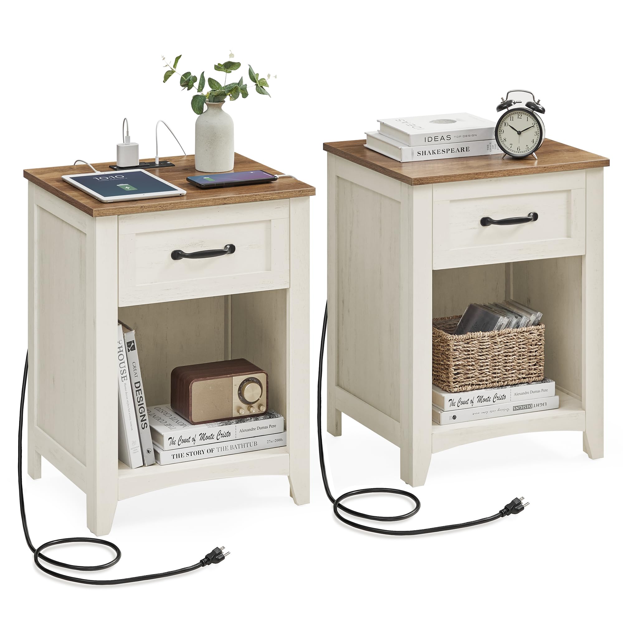 VASAGLE LIRY Collection Farmhouse Nightstands