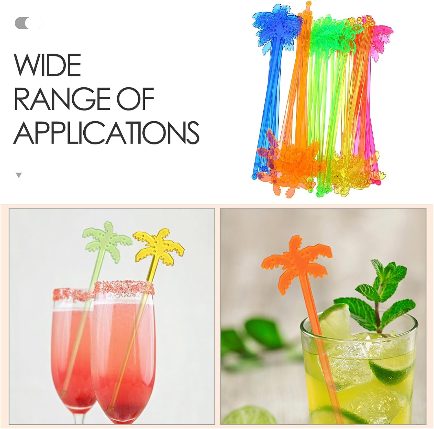 BESTonZON 50 Pcs Coconut Tree Drink Stirrers for Iced Coffee Juice Party