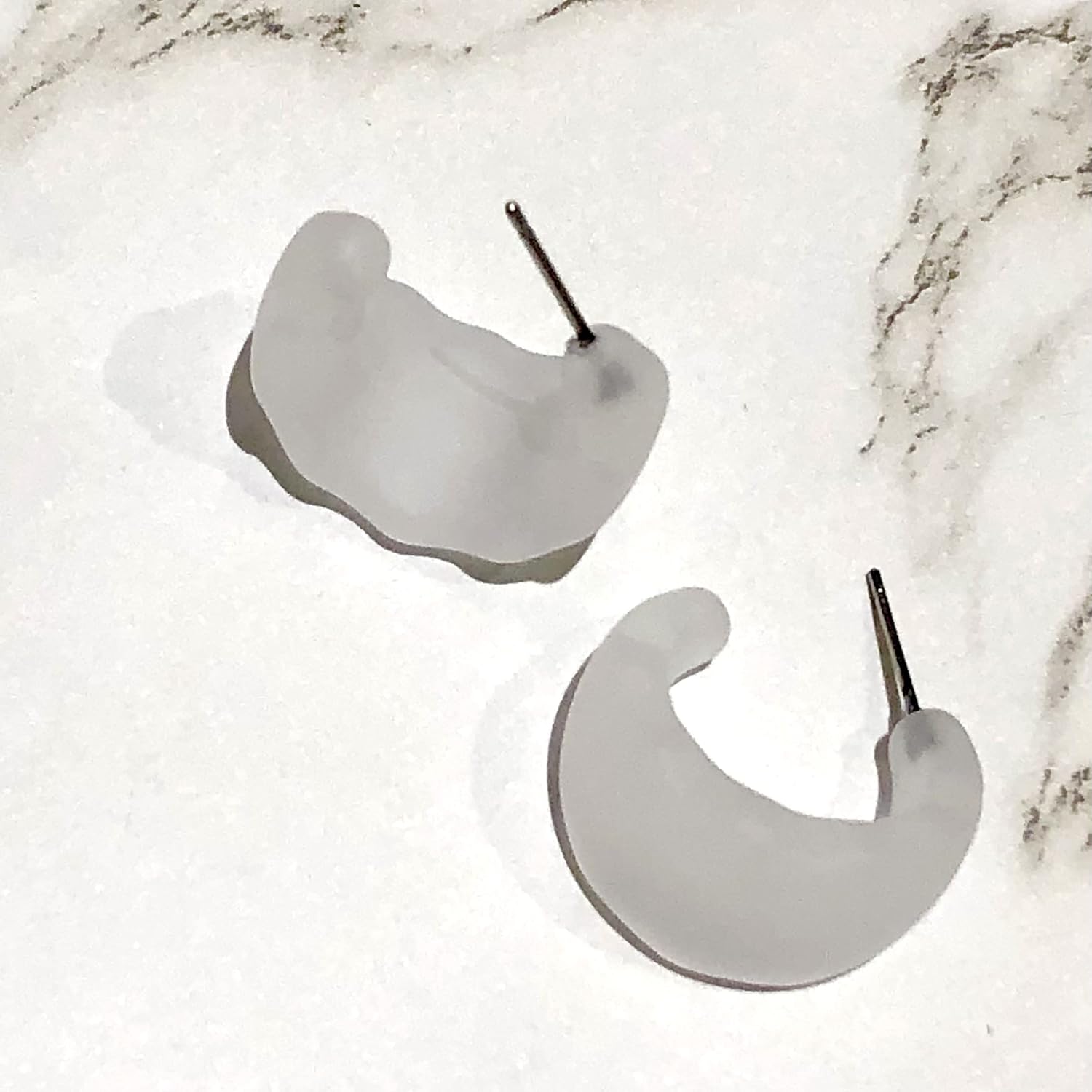 Clear Frosted Acrylic Ruffle Hoop Earrings