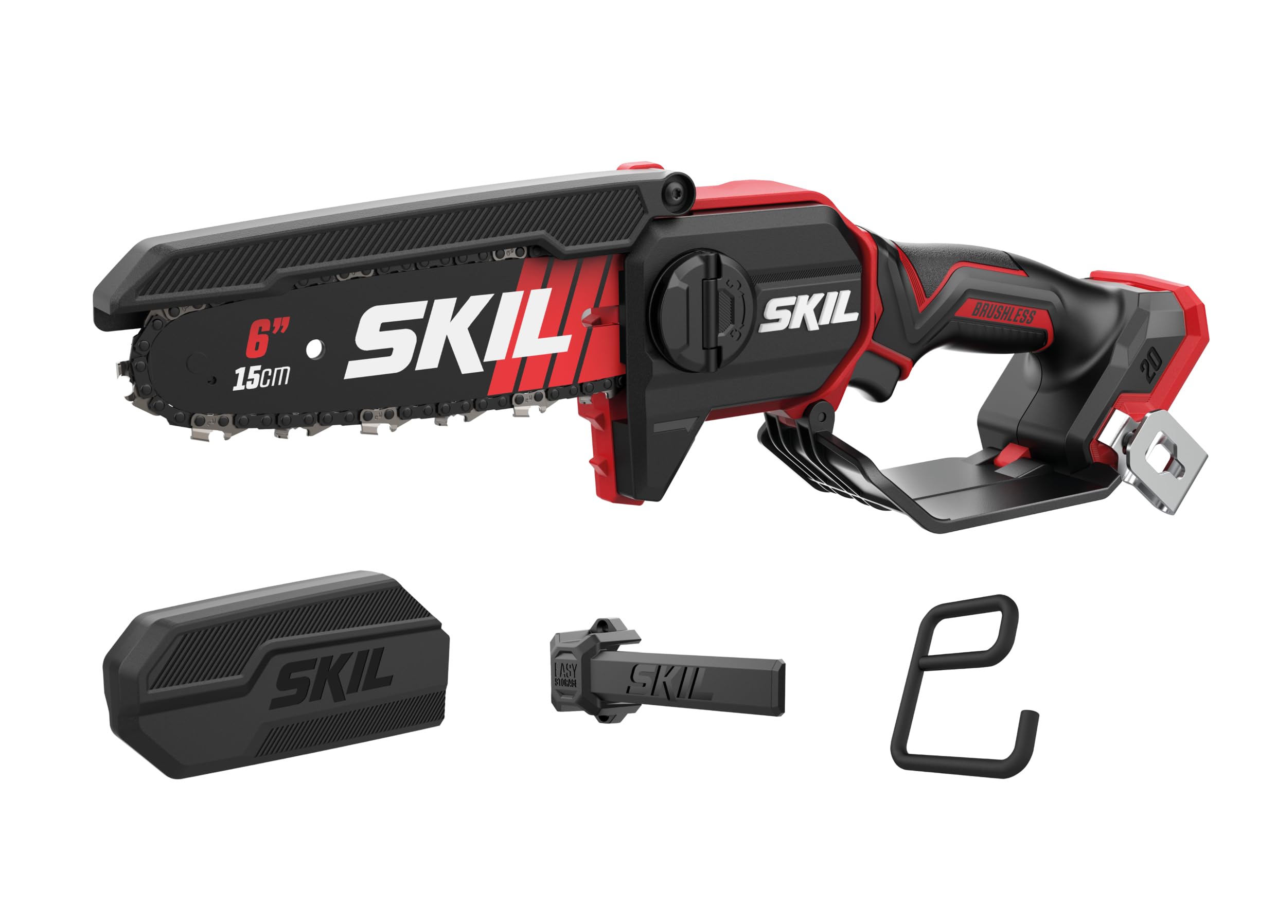 SKIL 0512CA Akku-Gartensäge (15 cm Schwertlänge, Bürstenloser Motor, automatische Kettenschmierung, Akkubetrieben, 50 ml Ölbehälter, Garten Geräte, Garten Zubehör) GS1E0512CA