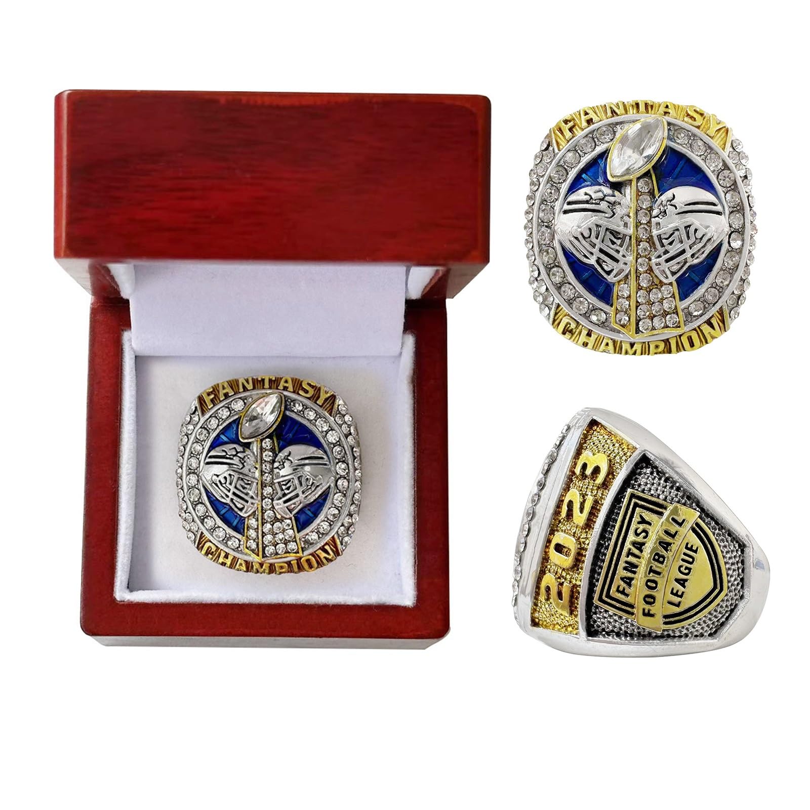 2023 Fantasy Football Ring Meisterschaftsring Meisterschaftstrophäe Geschenkbox Ring Displaybox(12)