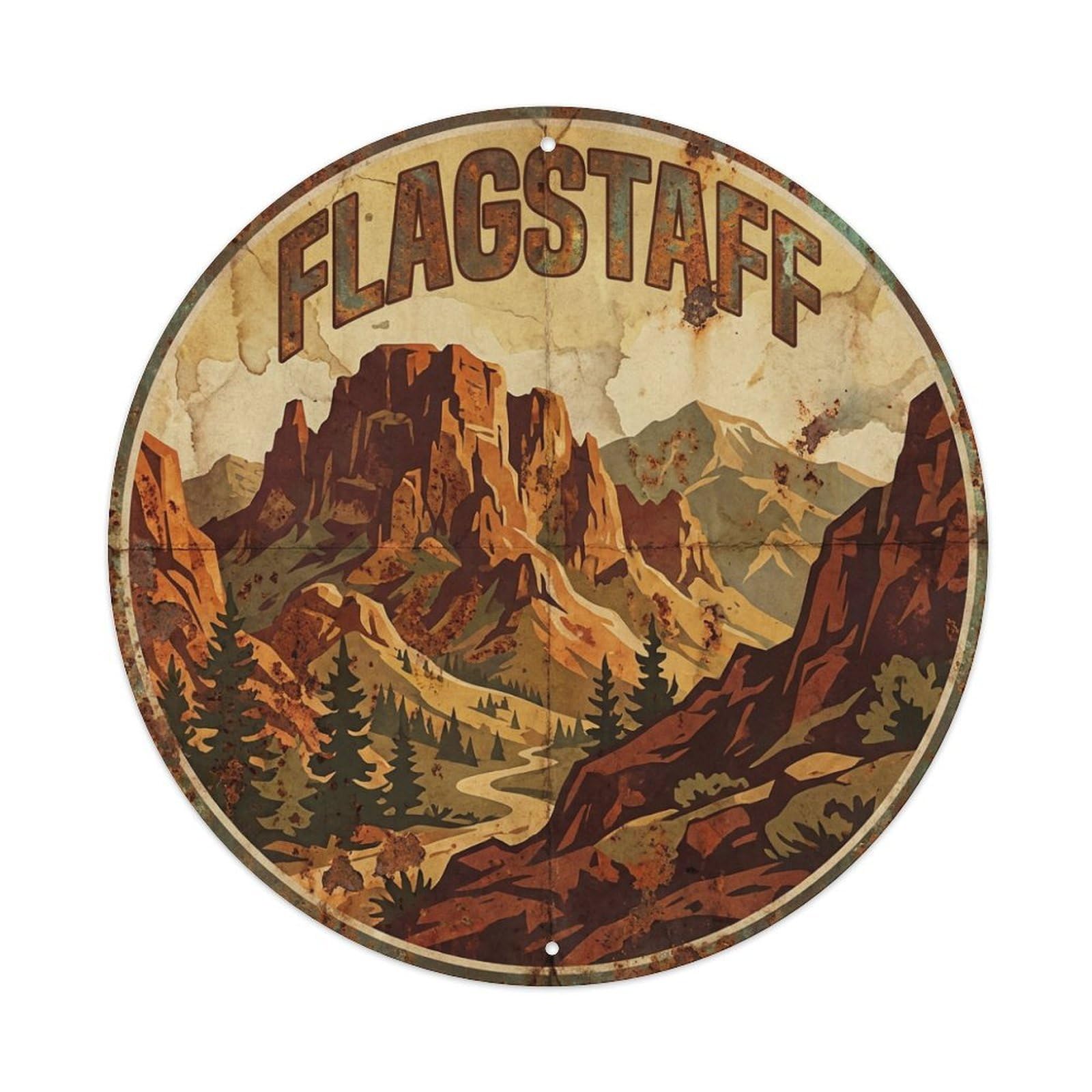 Tgrcjimh Style Metal Tin Sign Usa Vintage Travel Flagstaff
