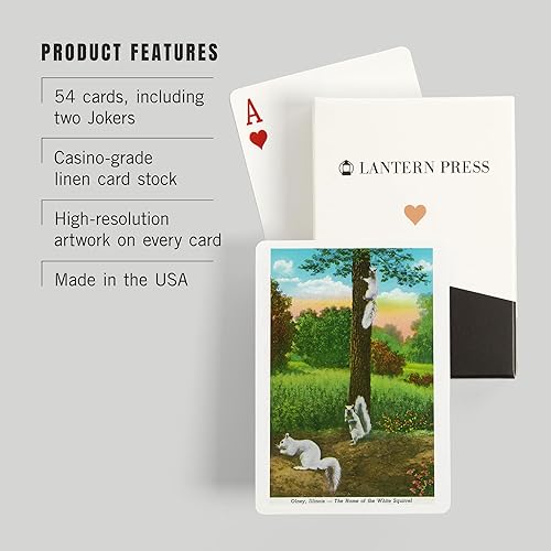 Miniatura 3 de Olney, Illinois, vista del hogar de las ardillas blancas (52 cartas de juego, baraja de cartas de tamaño póquer con comodines)