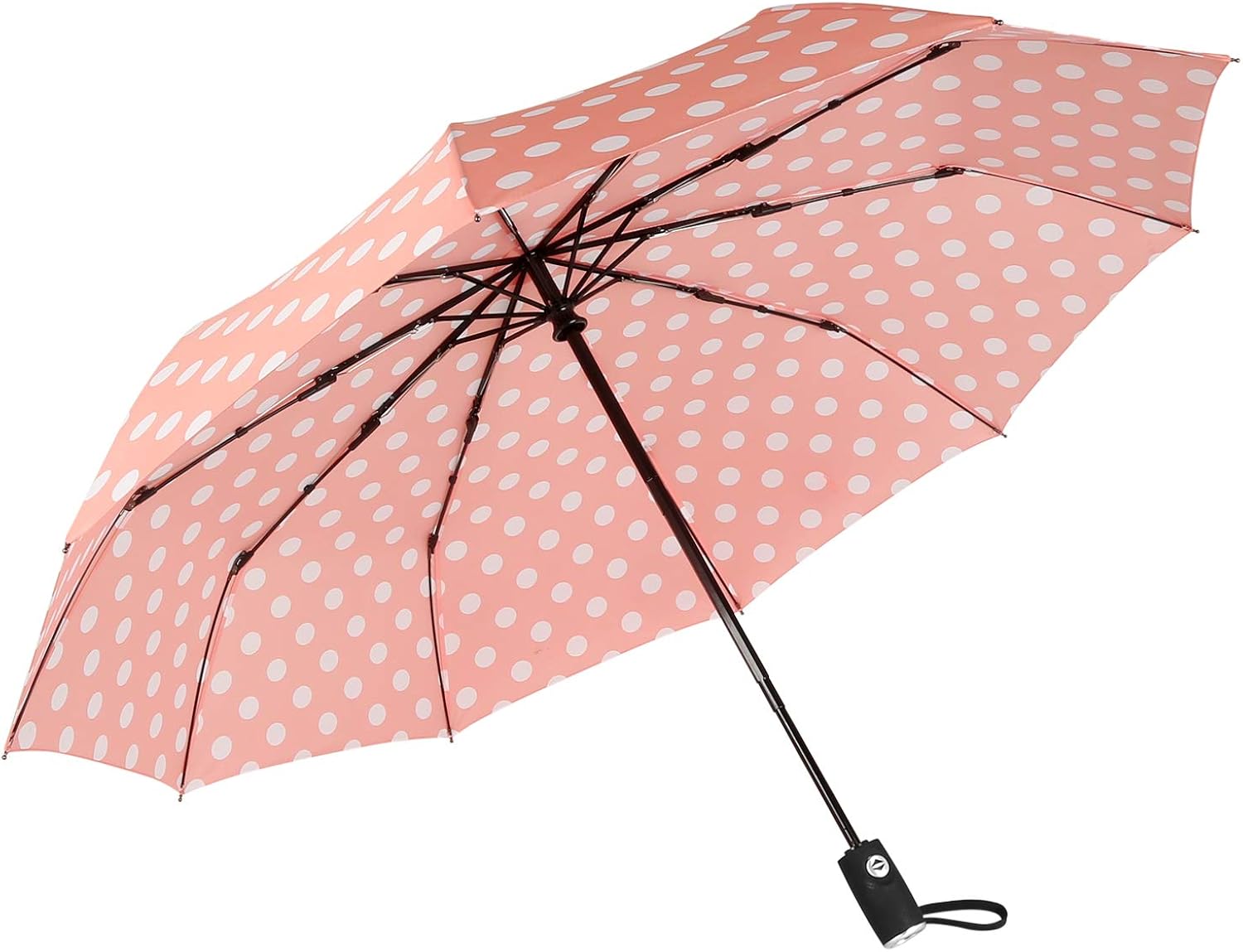 Agaric Cute Polka Dots Compact Travel Umbrella 10 Ribs Windproof