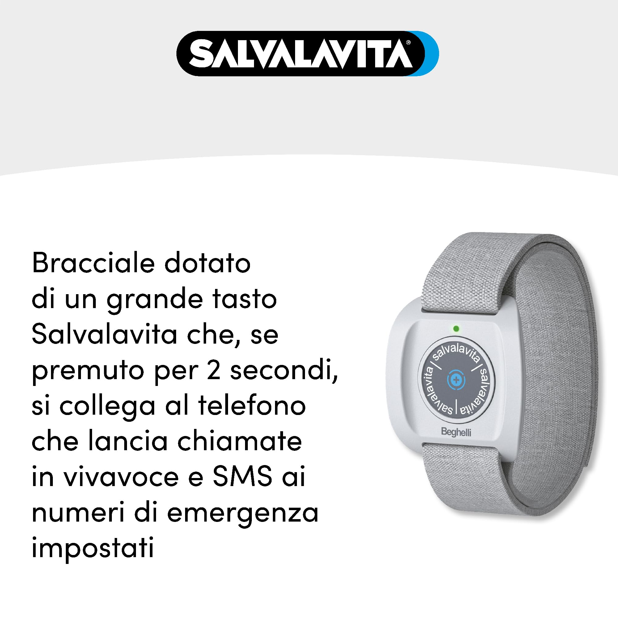 Beghelli - Telefono Salvavita e Braccialetto, Salvalavita Phone SLV30N GPS Plus + Salvalavita Braccialetto SLV Band Plus, SOS con GPS, Tasto Emergenza, Chiamata Rapida, Display 2.8” (Colore Grigio)