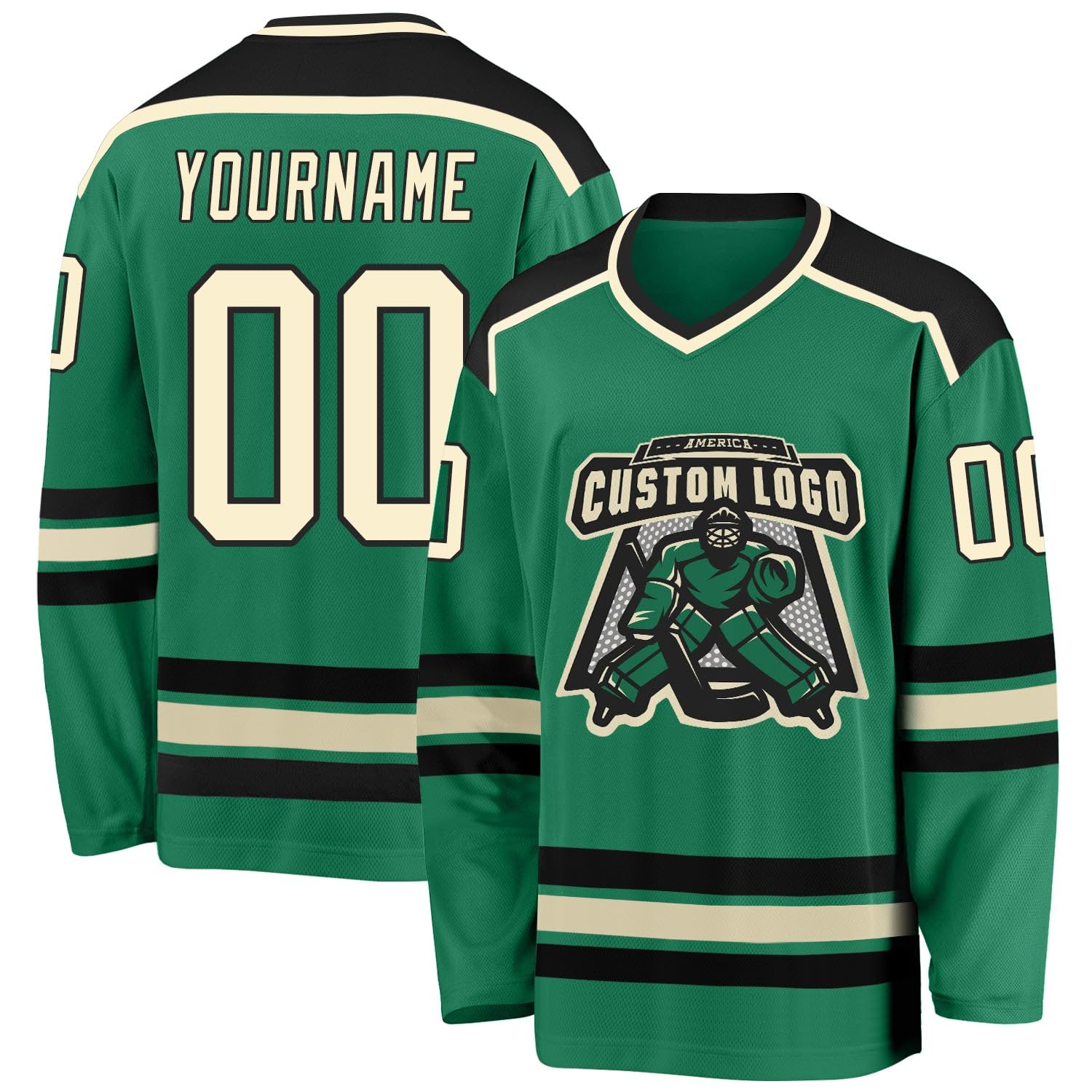 Custom Name Number White Black-Orange Hockey Jersey, Personalized Team V-Neck Sports Hockey Jersey for Men Women Youth