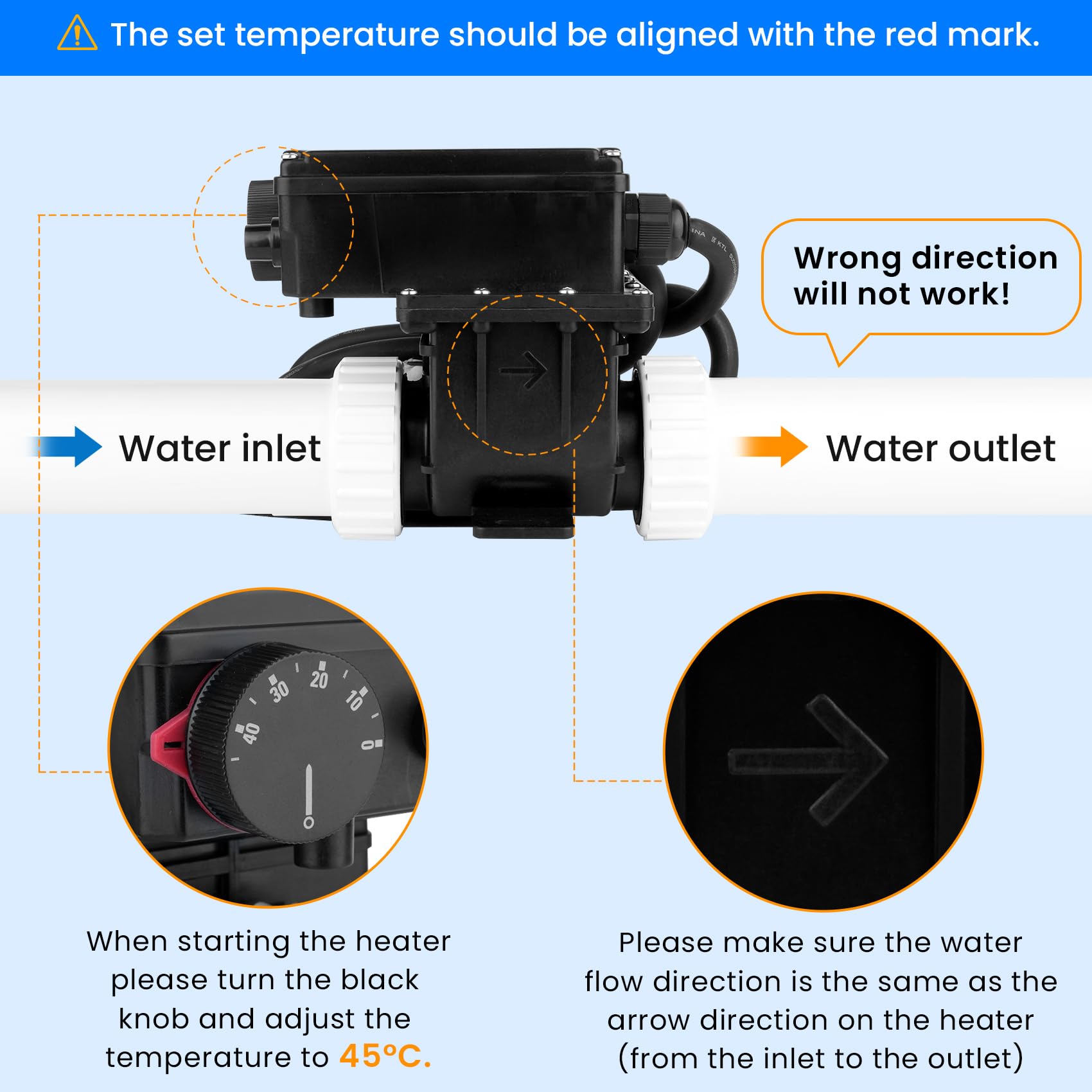 110V 2KW Hot Tub Thermostat, Spa Hot Tub Heater with Temperature Control, Fits 400-Gallon Spa, Hot Tub, Inflatable Bathtub, Above Ground Pool, Small Pool