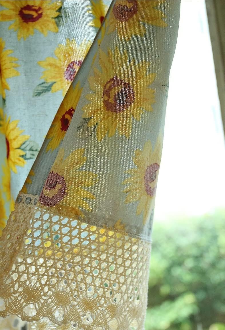 Flowers Blooming Yellow Sunflowers Window Valance for Kitchen Bedroom Windows Vintage Farm Valances Short Curtain Bathroom Drapes 135(W) x130cm(H) 53.15(W) X51.18INCH(H)